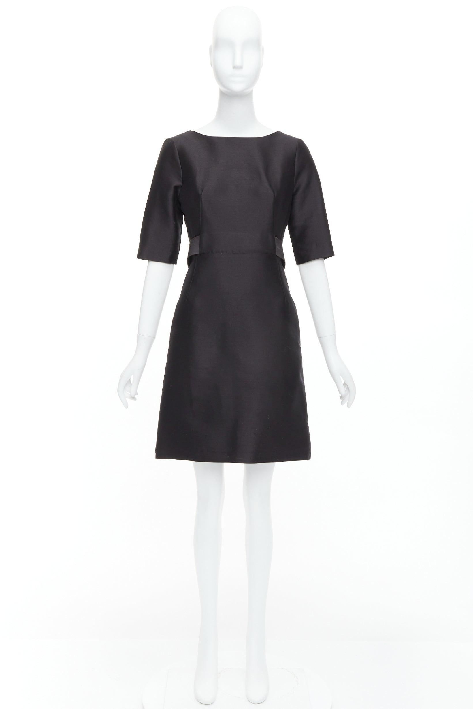 BALENCIAGA 2008  Ghesquiere Black Dress cotton silk crepe A-line belted FR36 S For Sale 6