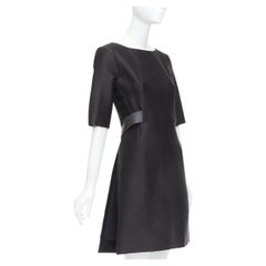 BALENCIAGA 2008  Ghesquiere Black Dress cotton silk crepe A-line belted FR36 S