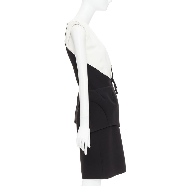 open lace back dress Vintage Black & Cream Long Sleeve Peplum Dress