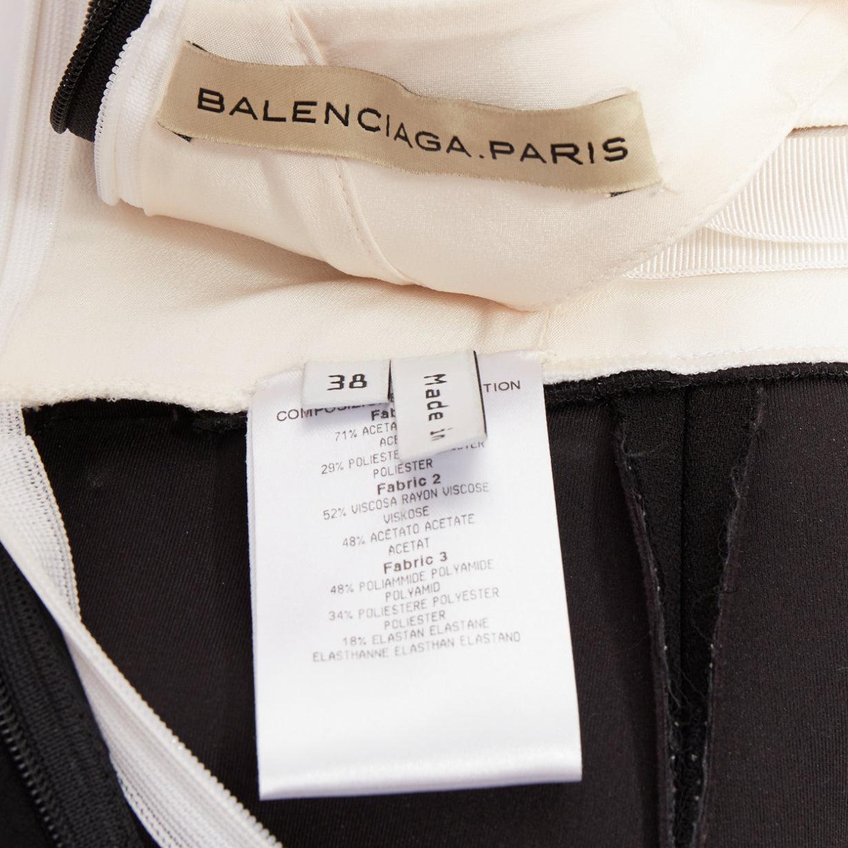 BALENCIAGA 2008 Runway black cream twist bow drape peplum hi-slit dress FR38 M For Sale 3