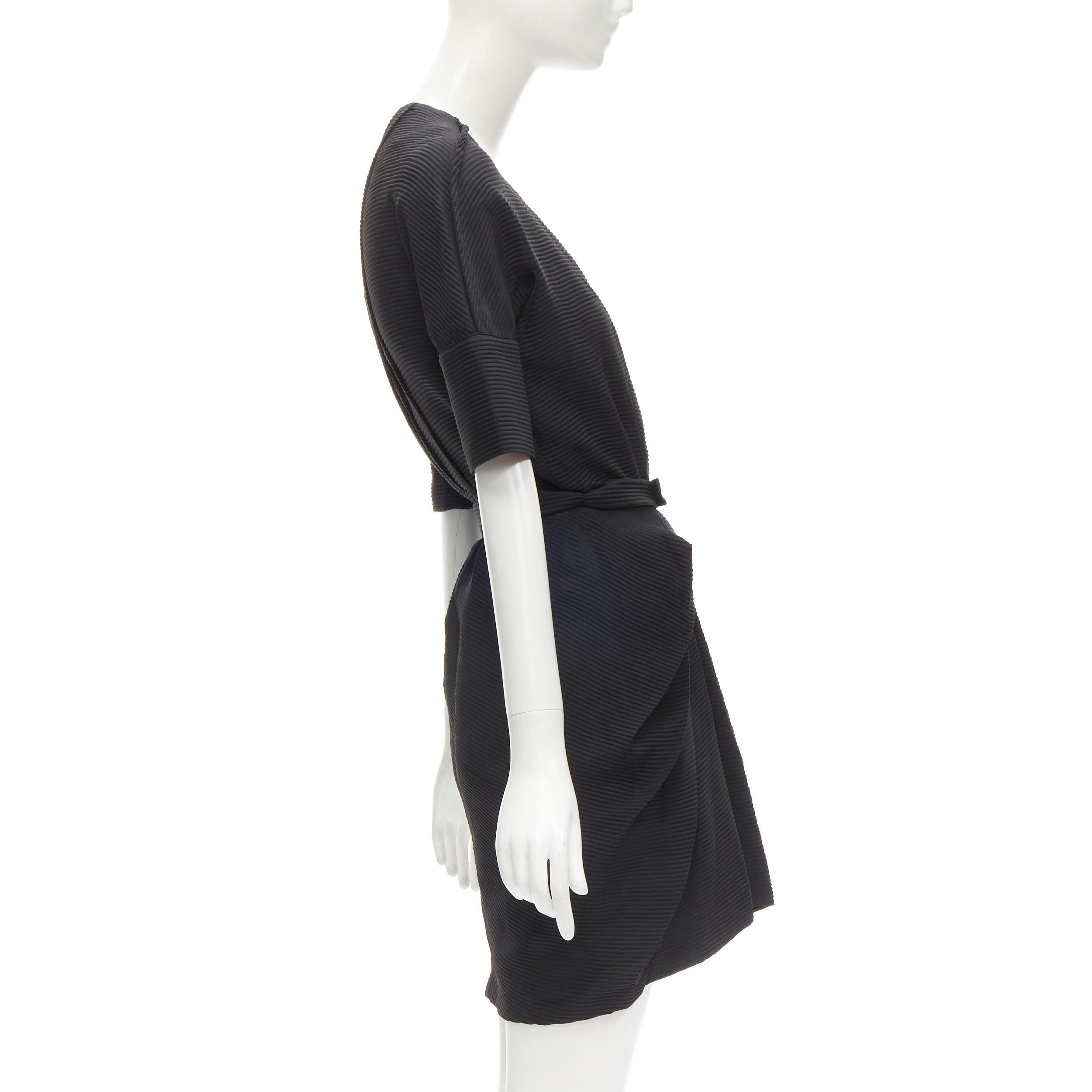 BALENCIAGA 2009 plunge neckline button front gathered pleat short dress FR36 S In Excellent Condition For Sale In Hong Kong, NT