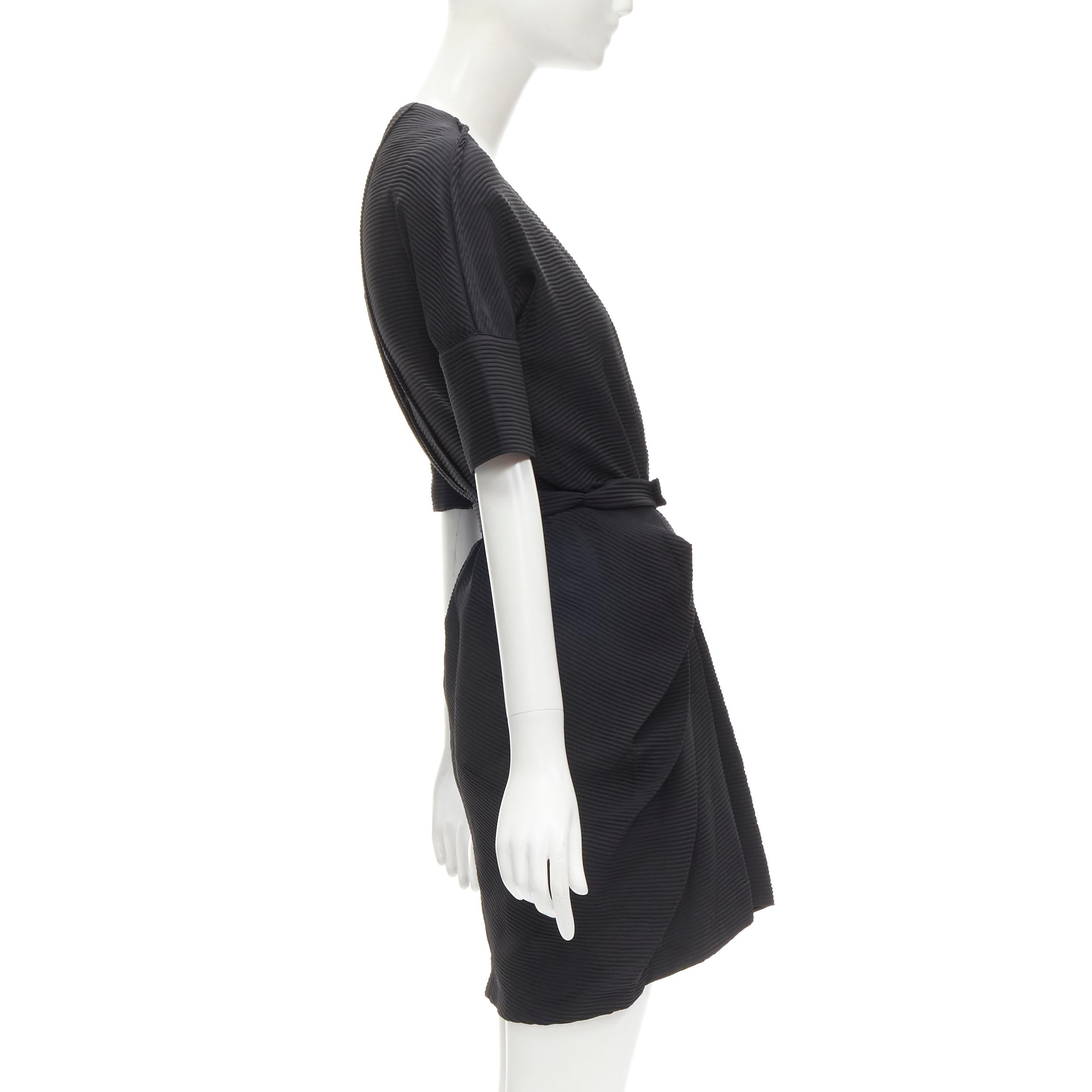 BALENCIAGA 2009 plunge neckline button front gathered pleat short dress FR36 S In Excellent Condition In Hong Kong, NT
