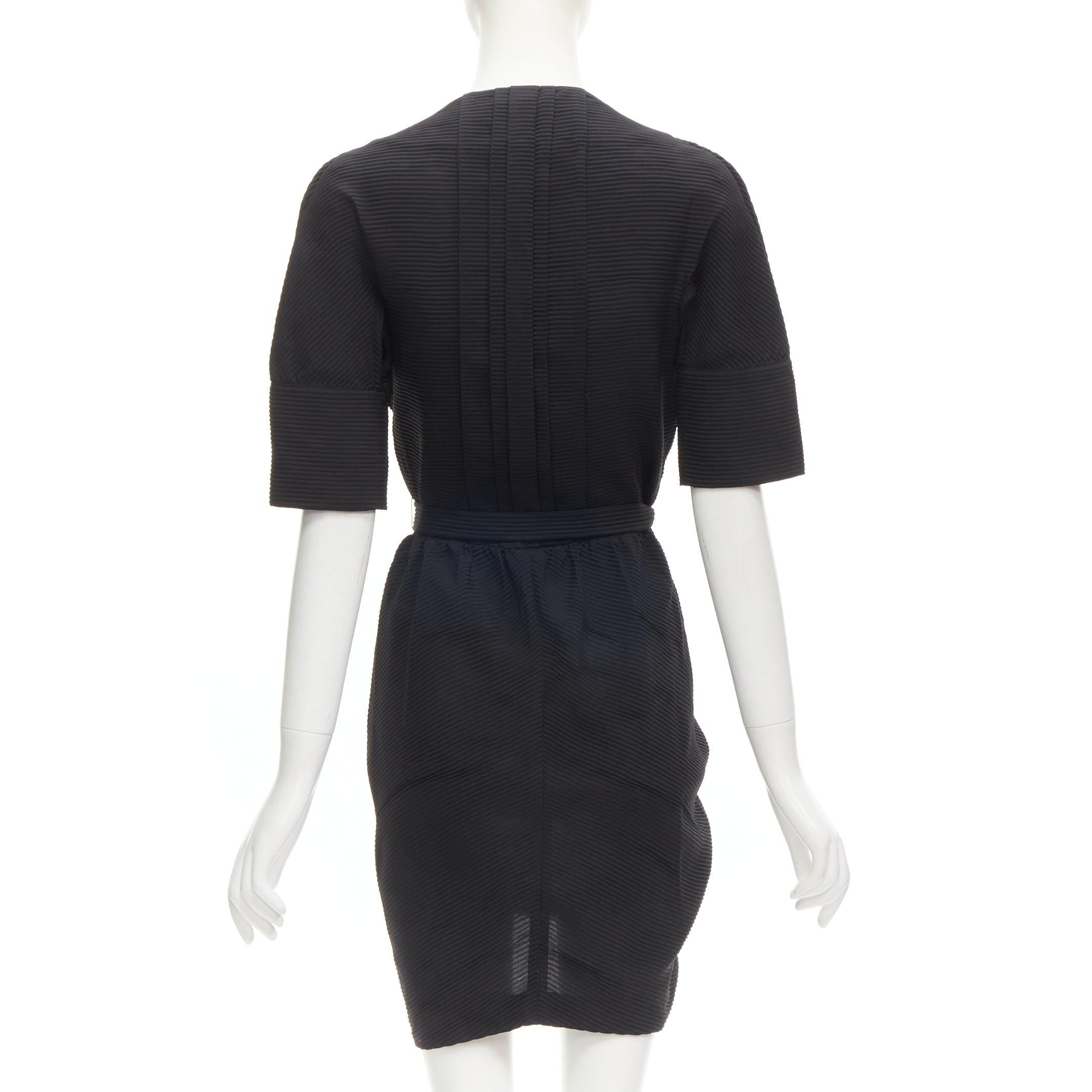 Women's BALENCIAGA 2009 plunge neckline button front gathered pleat short dress FR36 S For Sale