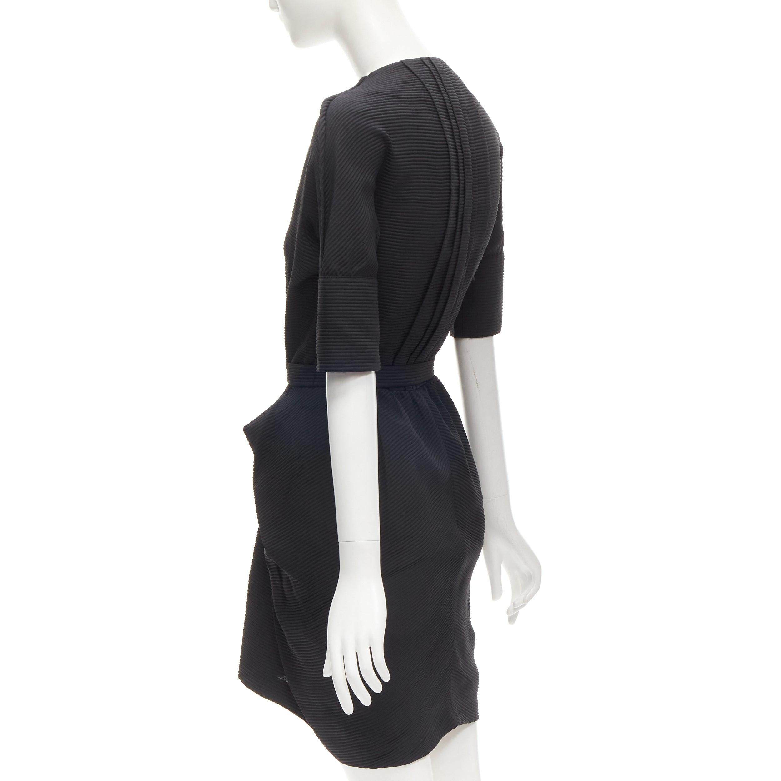 BALENCIAGA 2009 plunge neckline button front gathered pleat short dress FR36 S For Sale 1