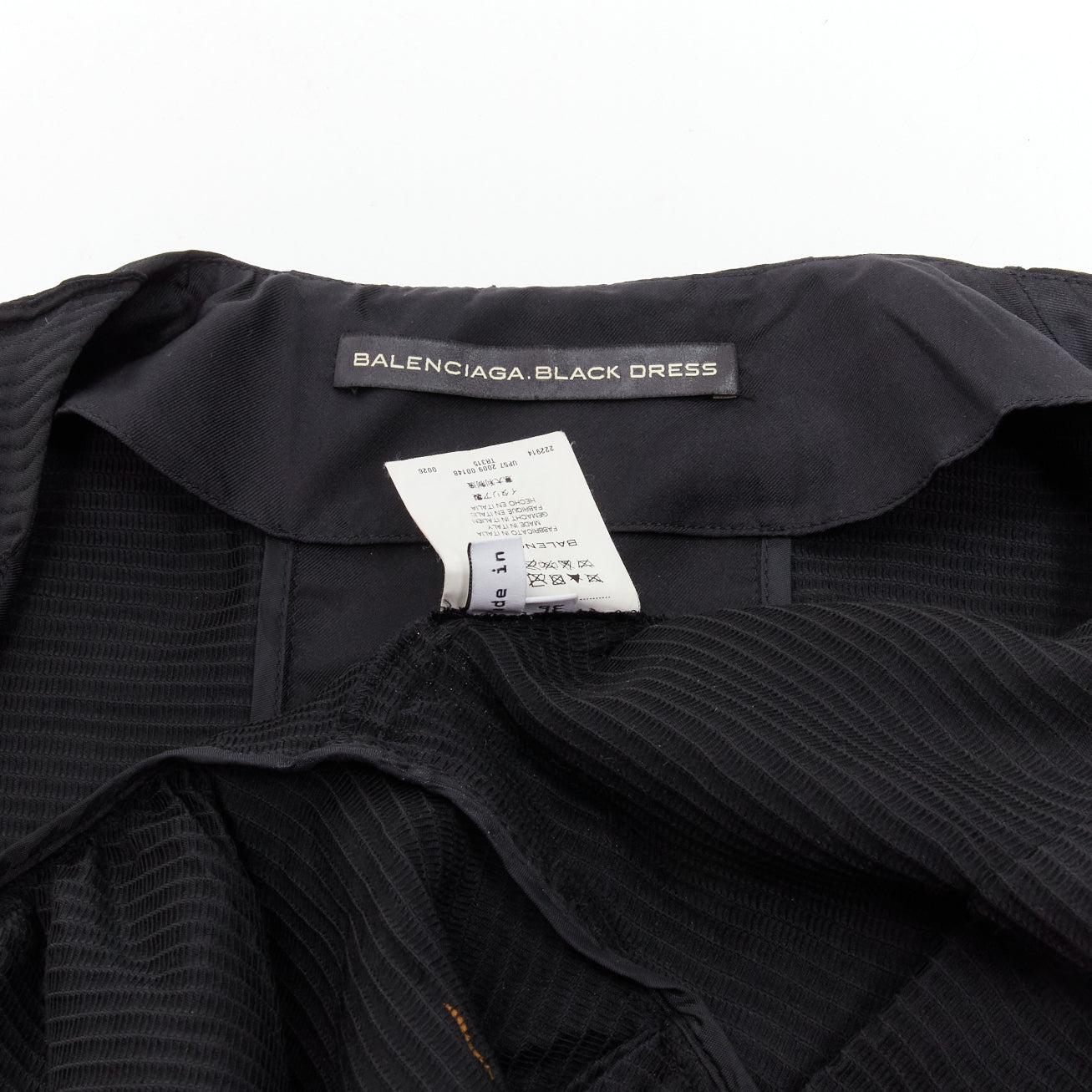BALENCIAGA 2009 plunge neckline button front gathered pleat short dress FR36 S For Sale 4