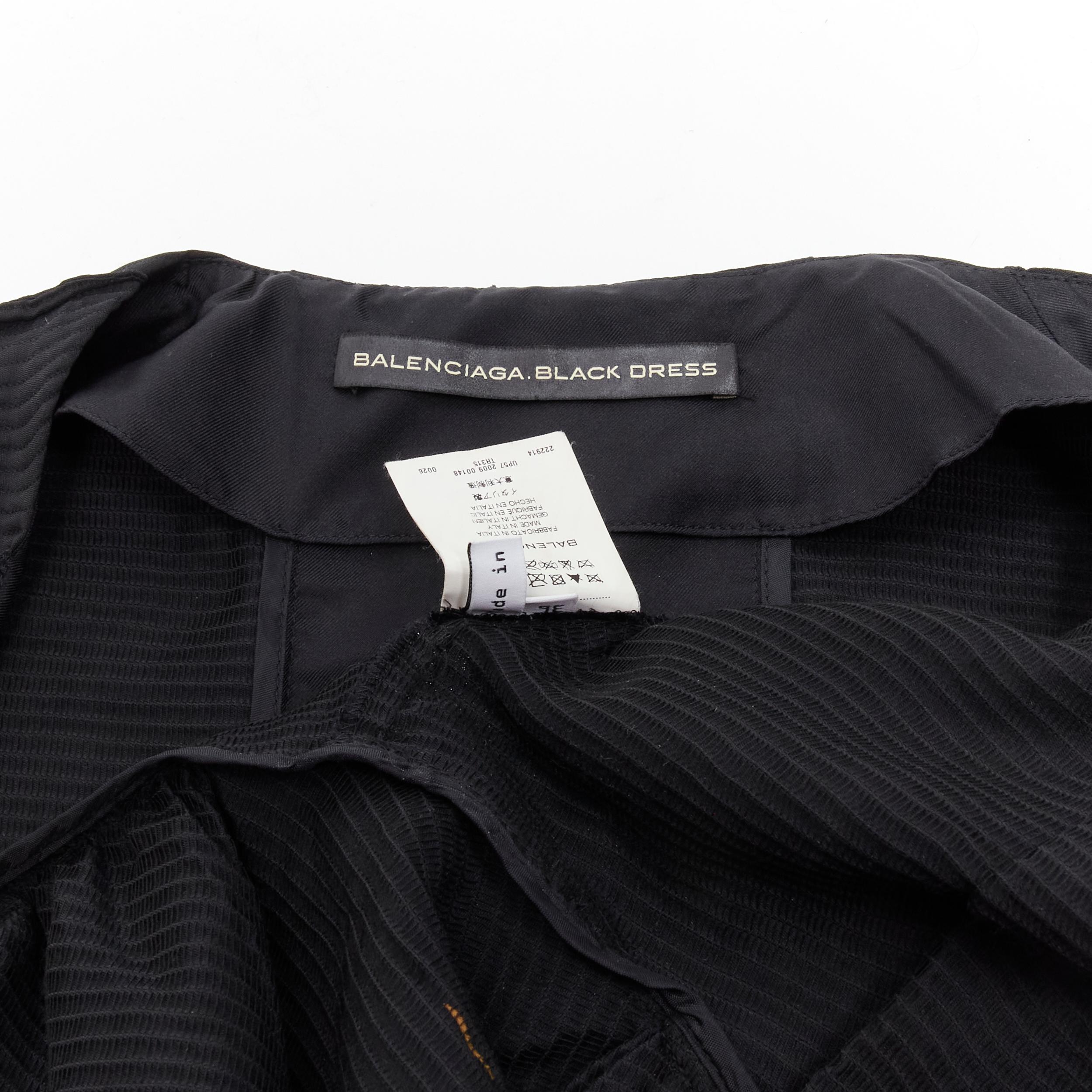 BALENCIAGA 2009 plunge neckline button front gathered pleat short dress FR36 S 4