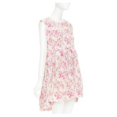 BALENCIAGA 2010 beige pink silk plum blossom floral ruched mini dress FR36 S