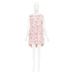 BALENCIAGA 2010 beige pink silk plum blossom floral ruched mini dress FR36 S