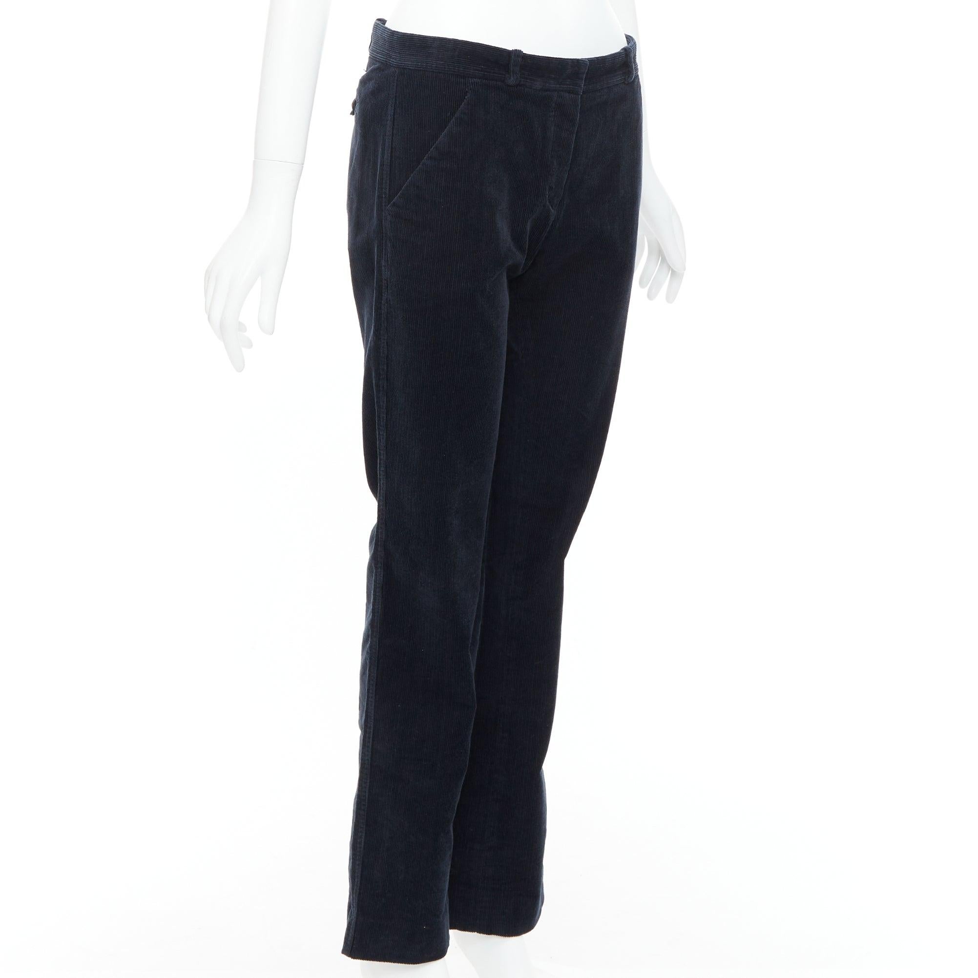 Black BALENCIAGA 2011 black corduroy mid waist straight leg pants FR36 S For Sale