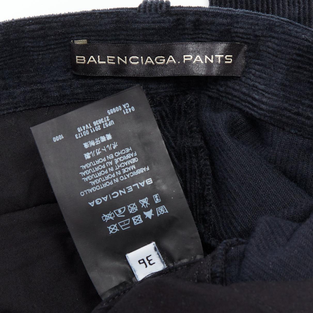 BALENCIAGA 2011 black corduroy mid waist straight leg pants FR36 S For Sale 3