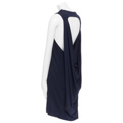 BALENCIAGA 2011 - Robe longue dos drapée en rayonne noire à cercle ouvert FR38 M