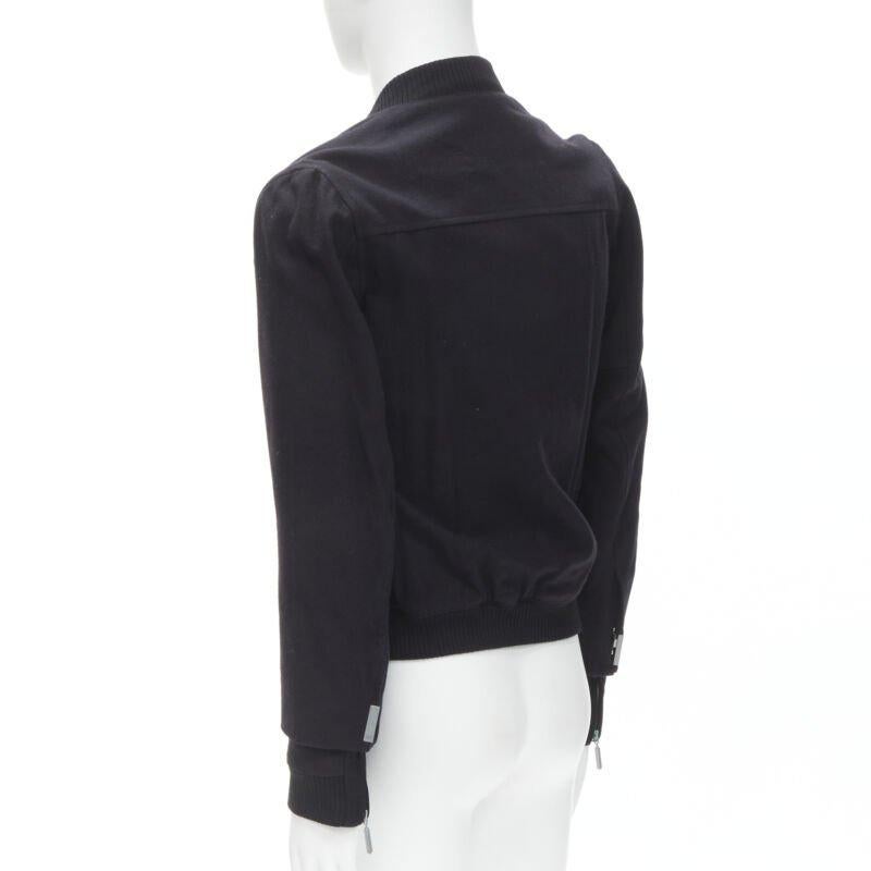 BALENCIAGA 2011 Ghesquiere black wool double sleeve bomber jacket EU44 XS For Sale 1