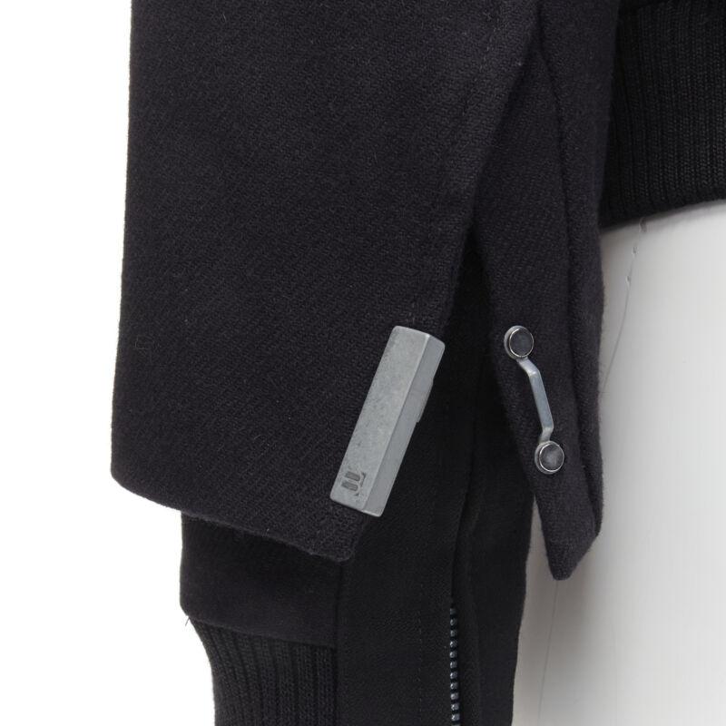 BALENCIAGA 2011 Ghesquiere black wool double sleeve bomber jacket EU44 XS For Sale 2
