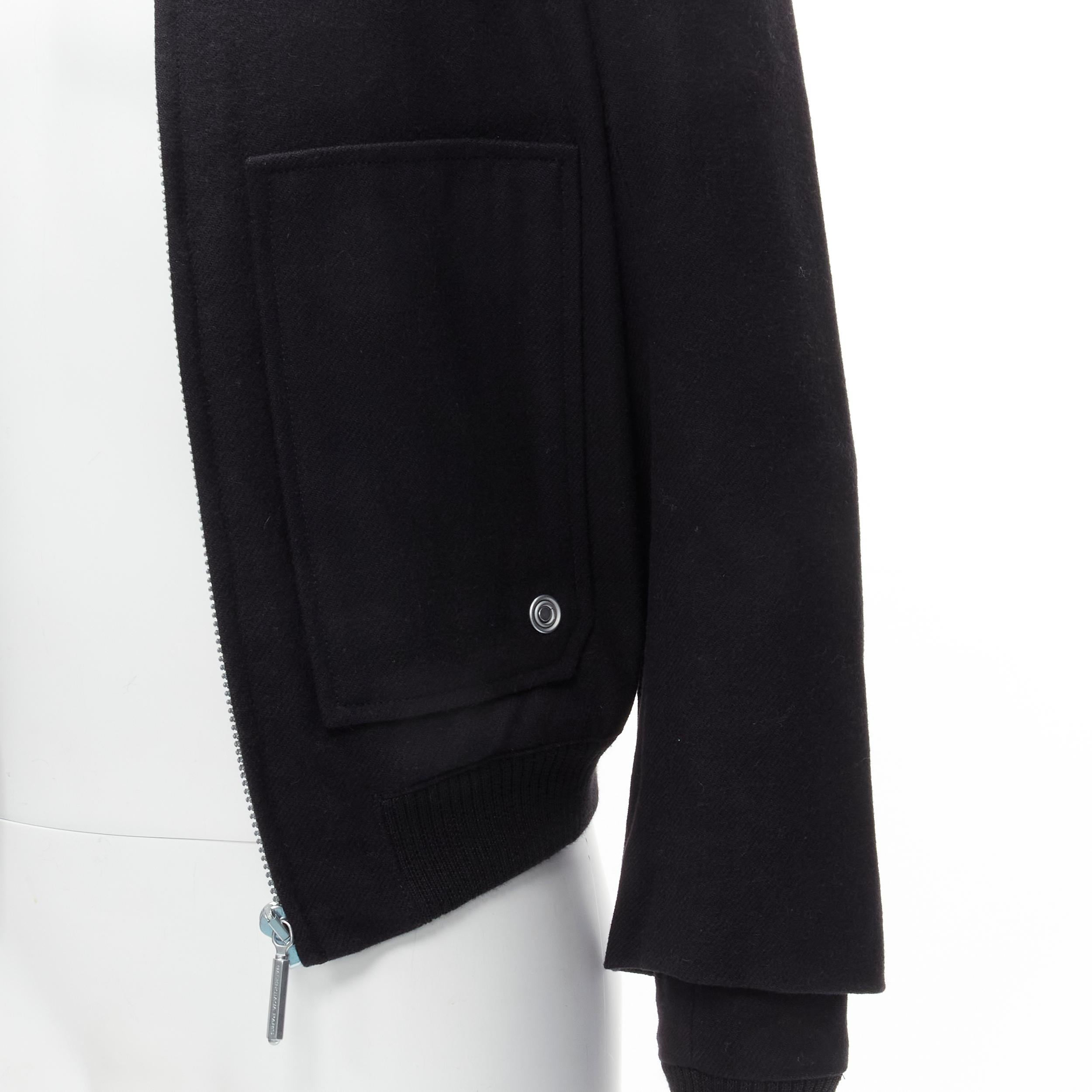 BALENCIAGA 2011 Ghesquiere black wool double sleeve bomber jacket EU44 XS For Sale 3