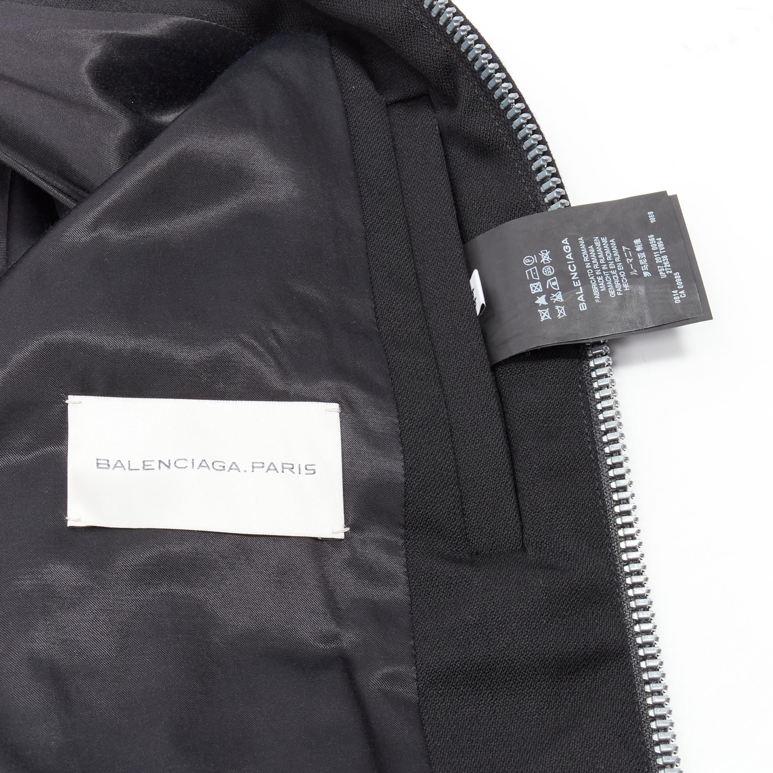 BALENCIAGA 2011 Ghesquiere black wool double sleeve bomber jacket EU44 XS For Sale 4