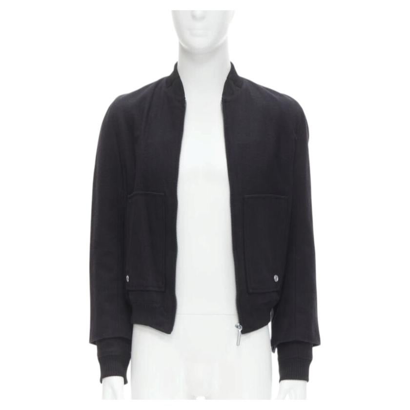 BALENCIAGA 2011 Ghesquiere chaqueta bomber de lana negra de doble manga EU44 XS