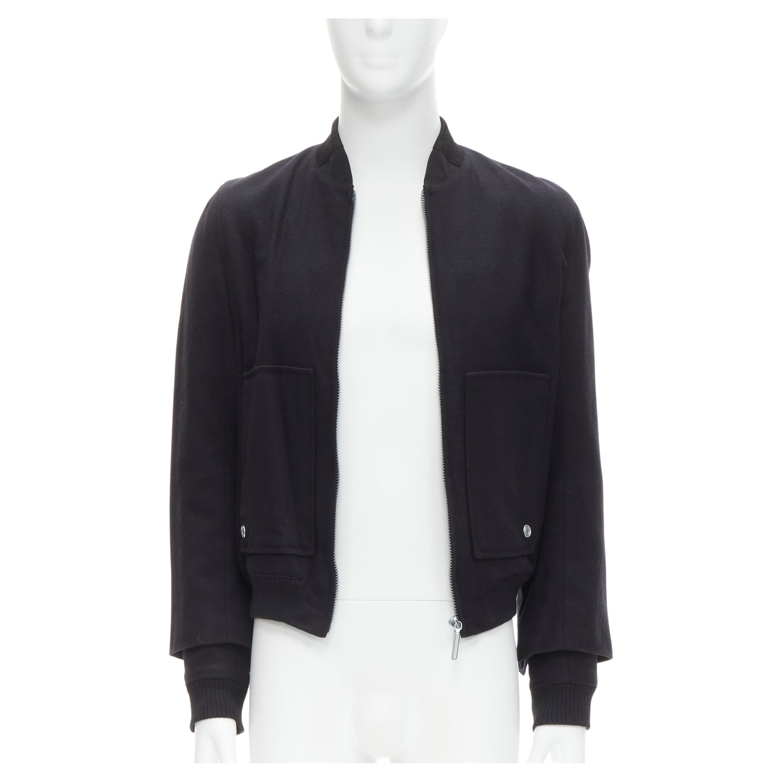 BALENCIAGA 2011 Ghesquiere black wool double sleeve bomber jacket EU44 XS For Sale