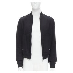 BALENCIAGA 2011 Ghesquiere chaqueta bomber de lana negra de doble manga EU44 XS