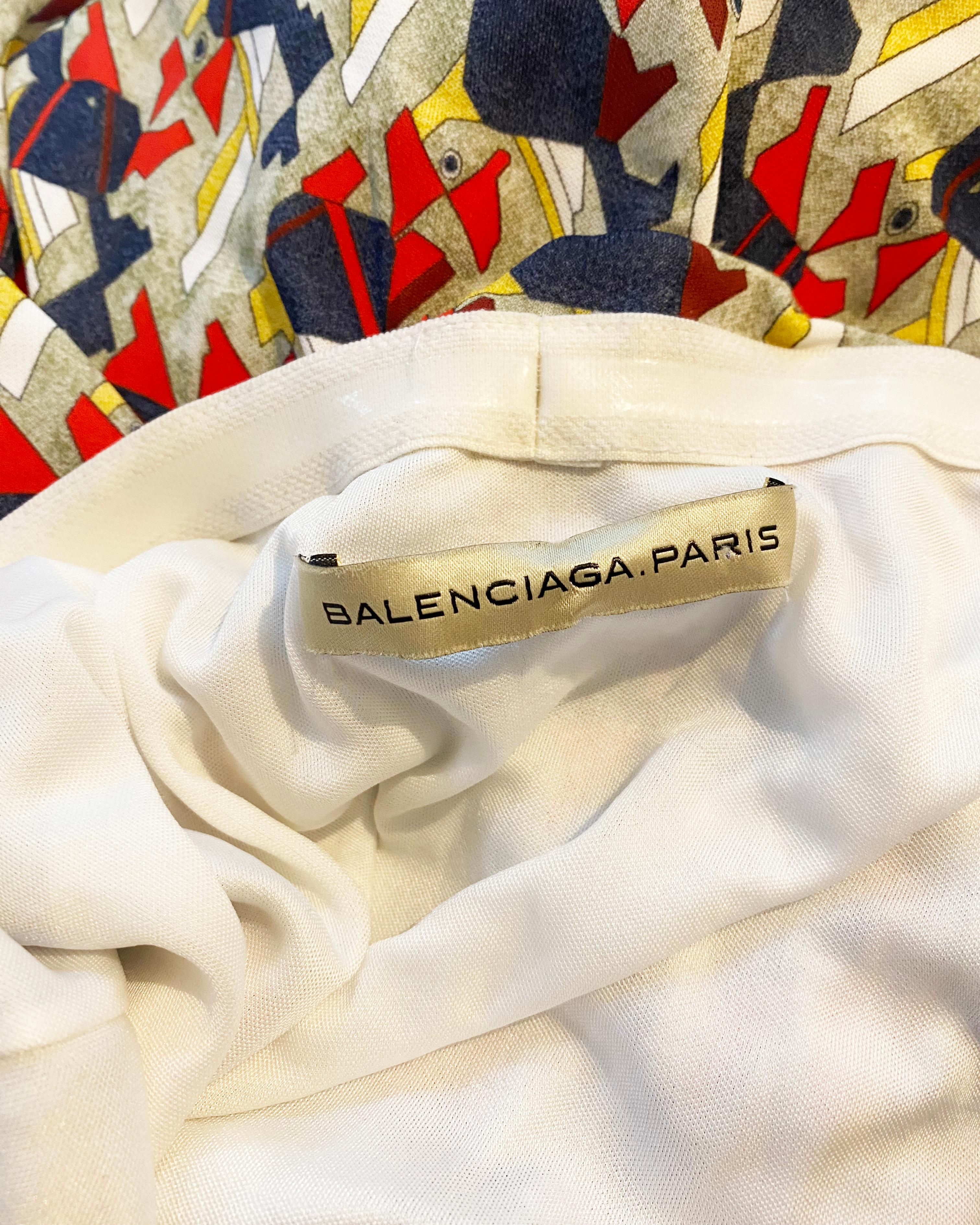 Balenciaga 2011 gold chain halter neck draped column print maxi dress gown XS-M For Sale 11