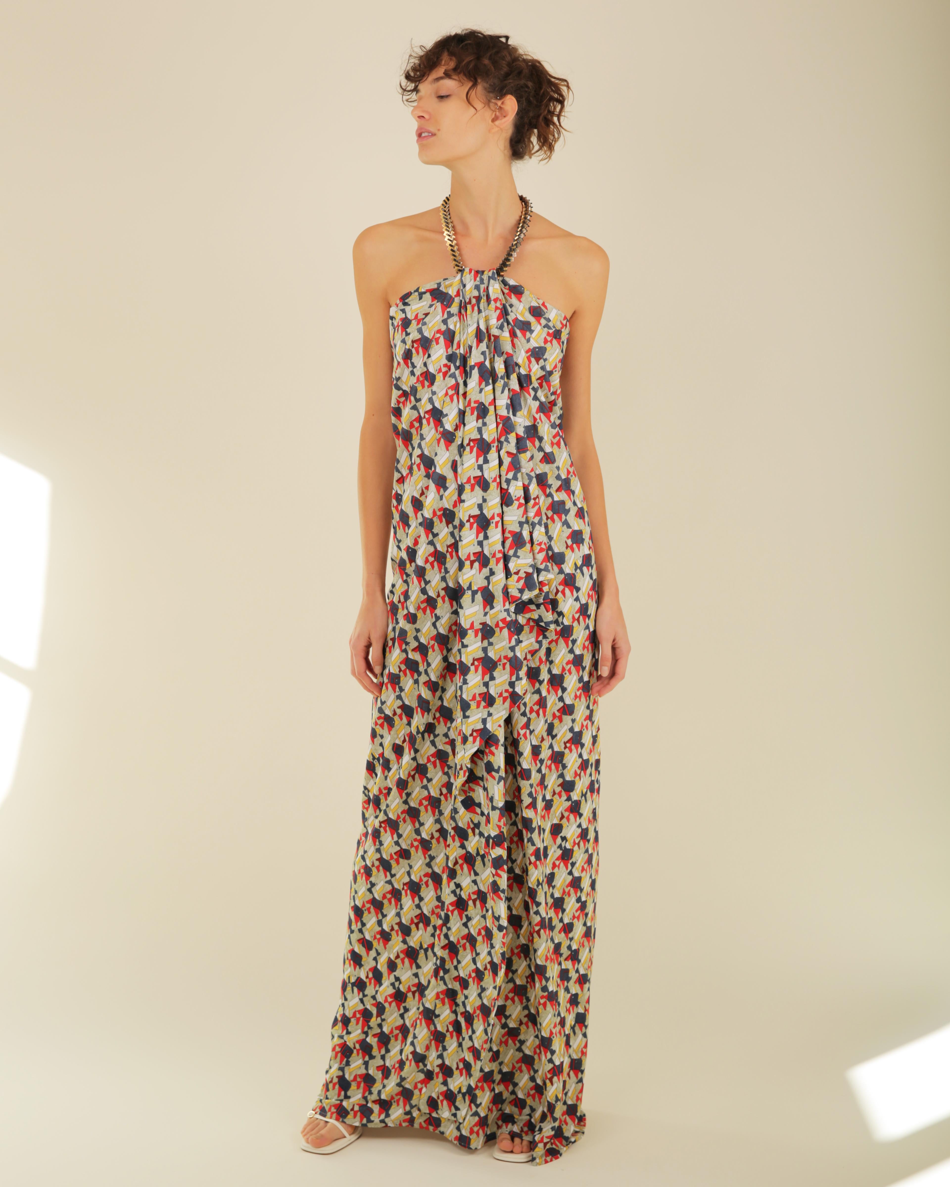 Robe longue drapée à col bénitier et chaîne dorée Balenciaga 2011 XS-M en vente 2