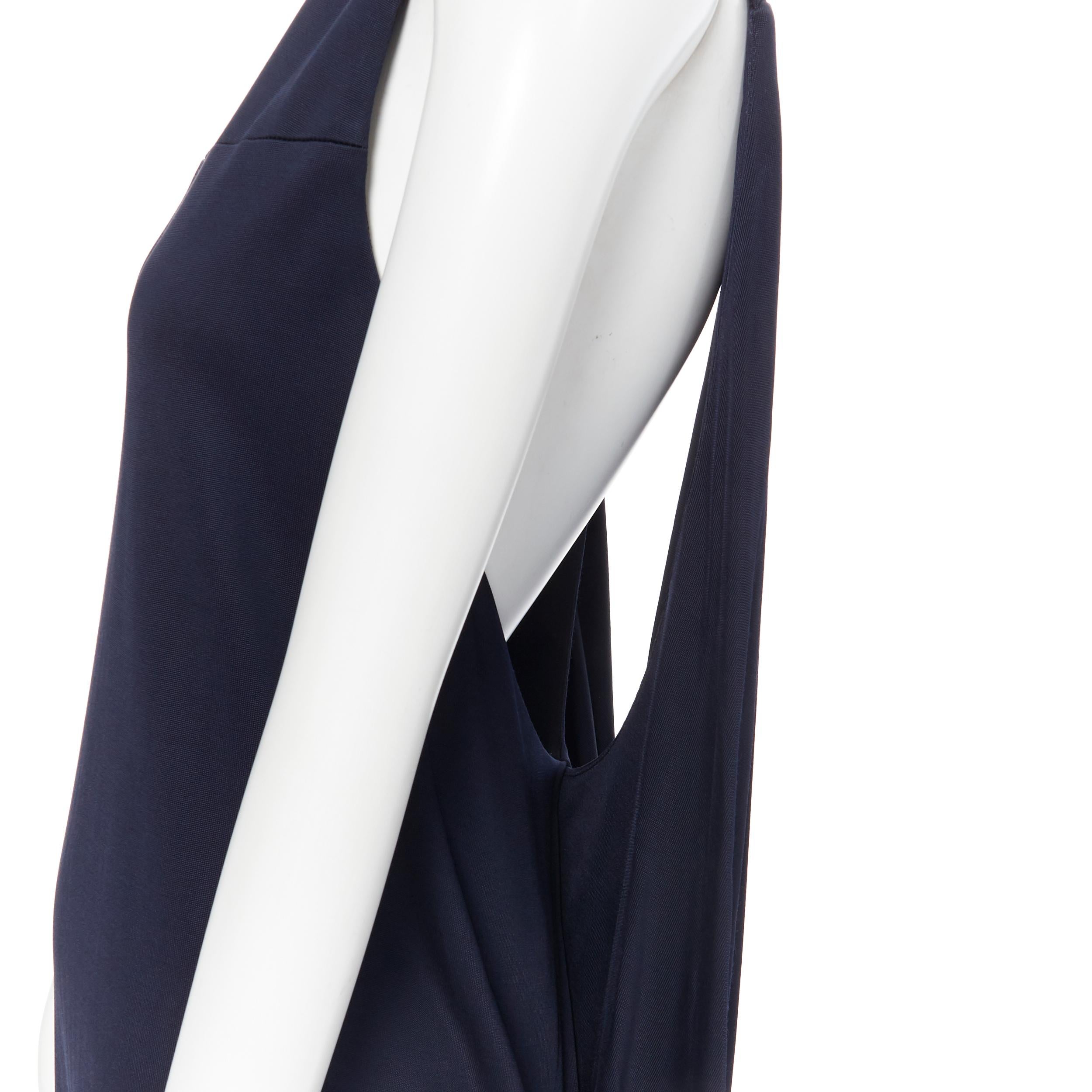 BALENCIAGA 2011 marineblau Rayon blau Kreis offen drapiert zurück Cocktailkleid FR38 6