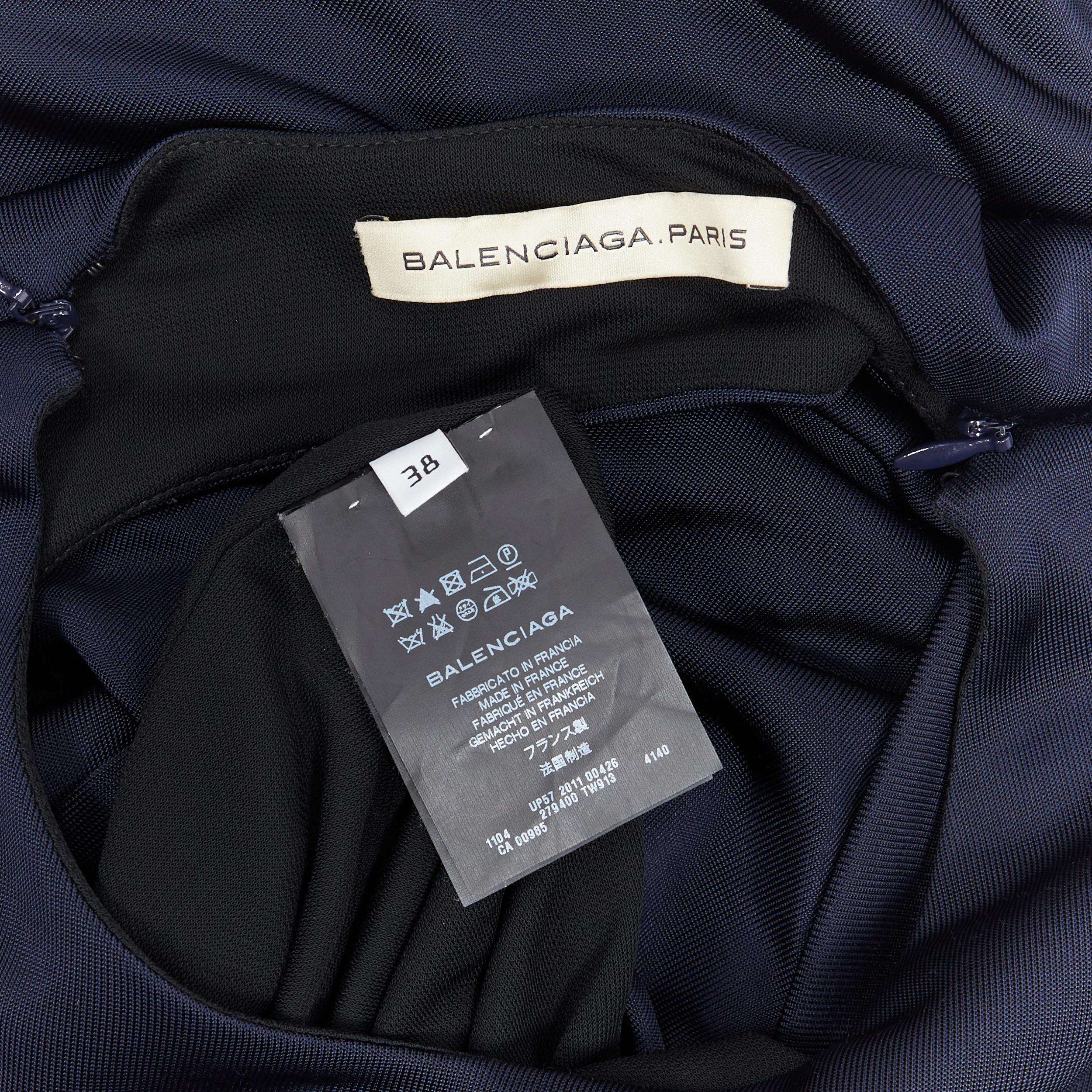 BALENCIAGA 2011 marineblau Rayon blau Kreis offen drapiert zurück Cocktailkleid FR38 7