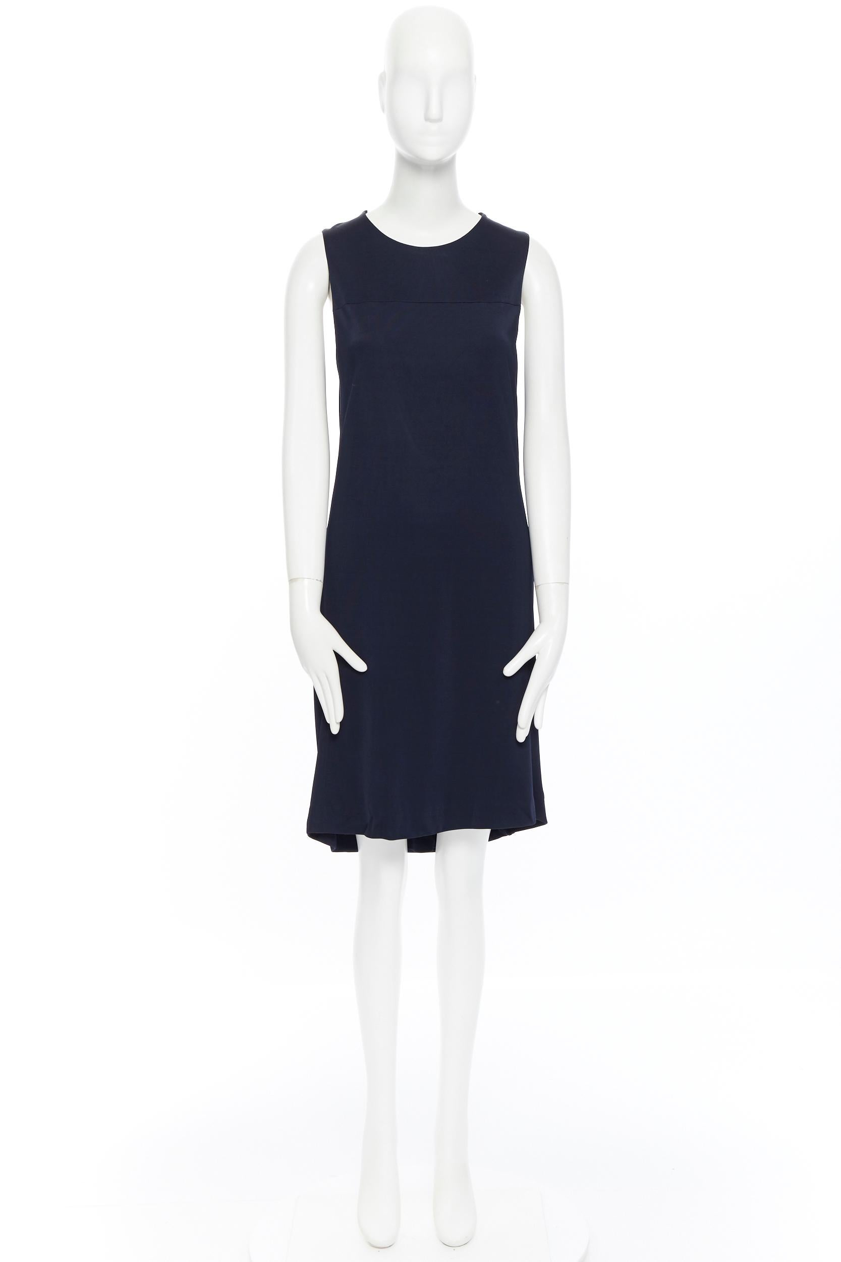 BALENCIAGA 2011 marineblau Rayon blau Kreis offen drapiert zurück Cocktailkleid FR38 (Schwarz)