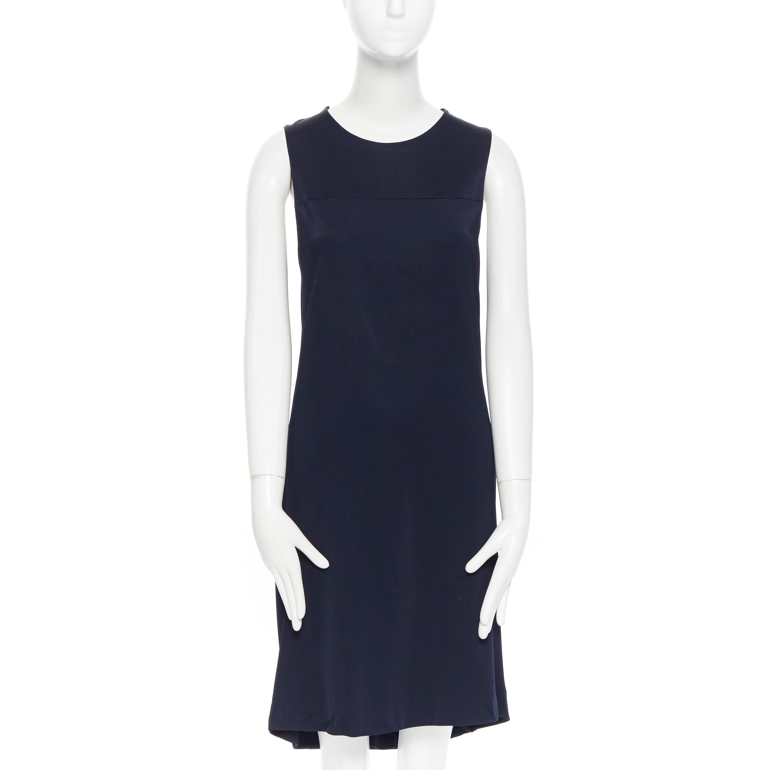 BALENCIAGA 2011 marineblau Rayon blau Kreis offen drapiert zurück Cocktailkleid FR38 im Zustand „Hervorragend“ in Hong Kong, NT