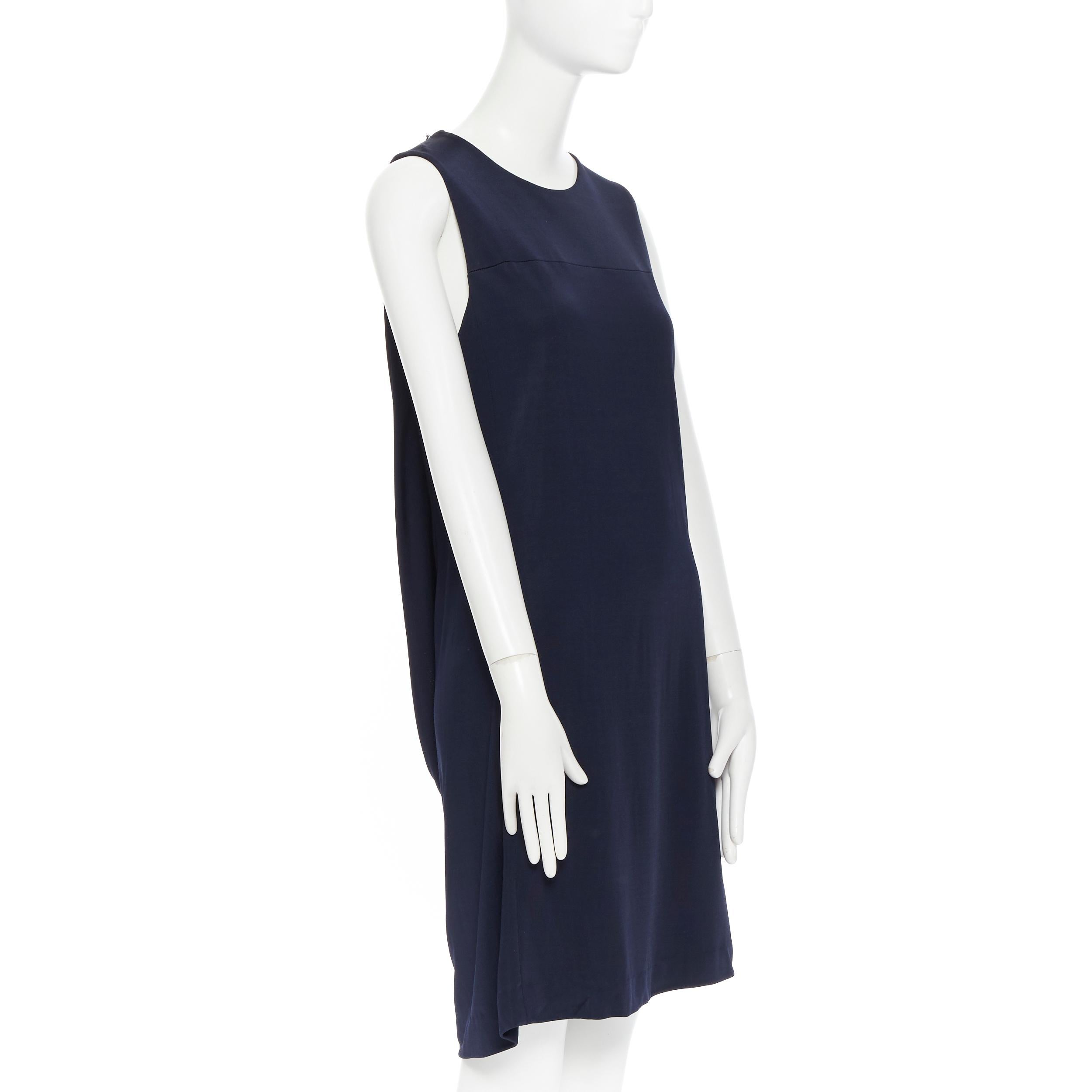 BALENCIAGA 2011 marineblau Rayon blau Kreis offen drapiert zurück Cocktailkleid FR38 Damen