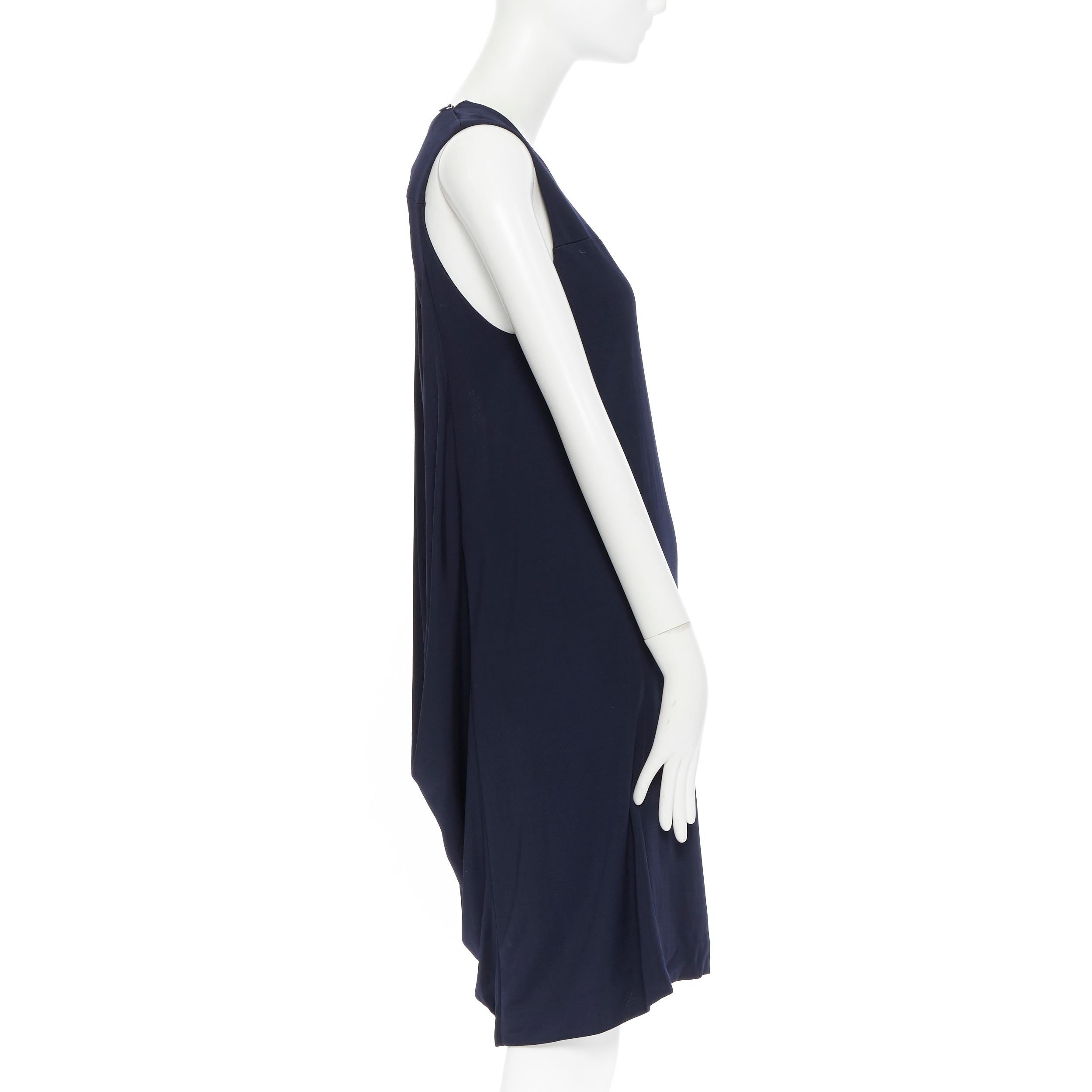 BALENCIAGA 2011 marineblau Rayon blau Kreis offen drapiert zurück Cocktailkleid FR38 1