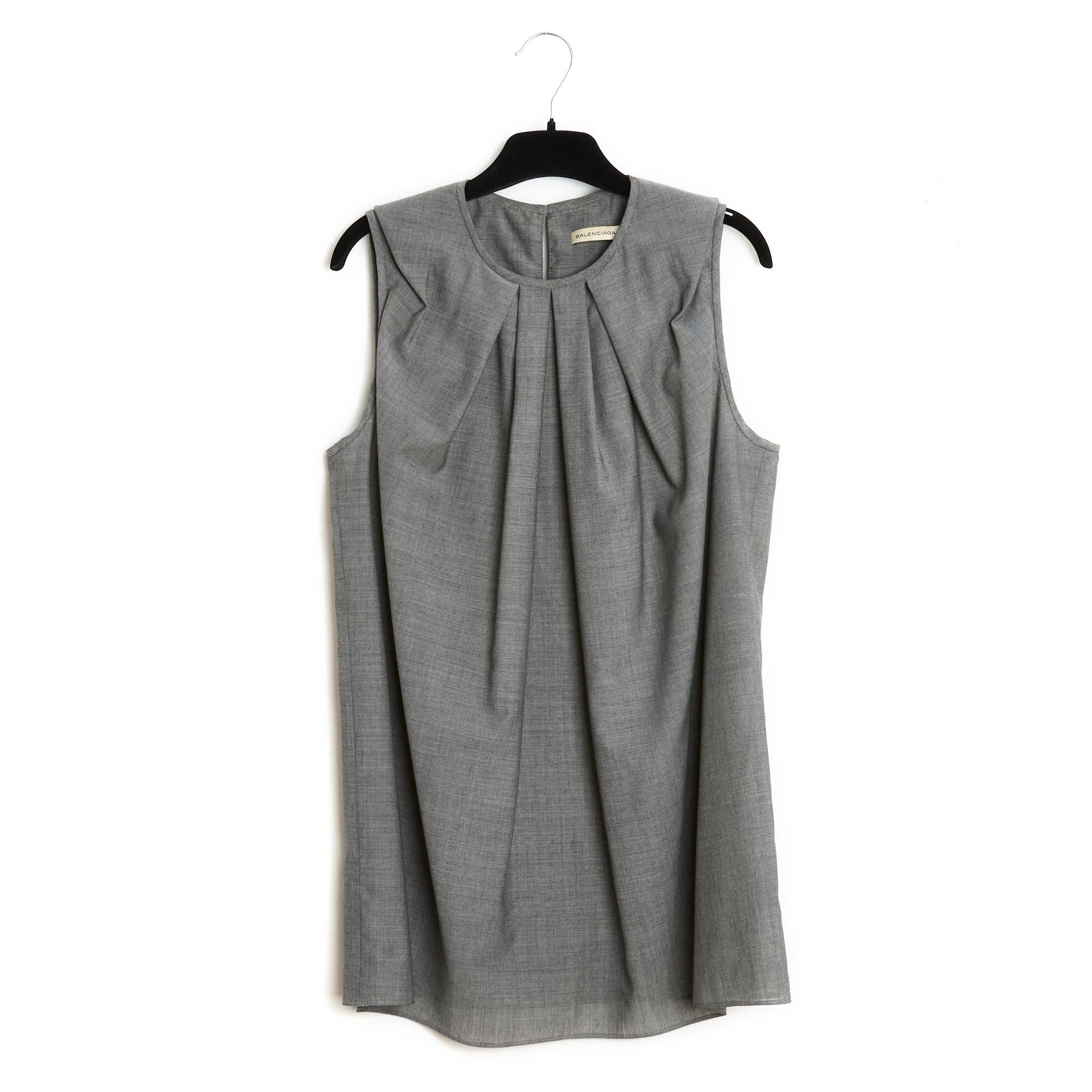 Women's Balenciaga 2011 Top FR42 Ghesquiere Grey Wool Fold Top UK14 US12 For Sale