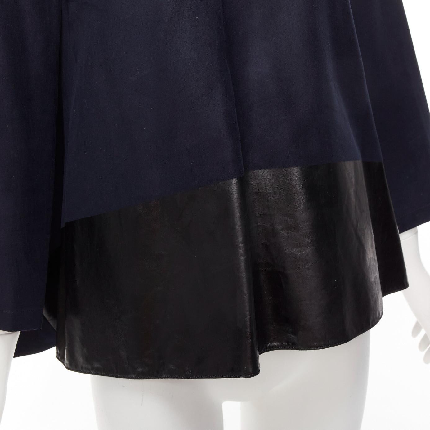 Black BALENCIAGA 2012 black coated hem 3/4 sleeves flared boxy top FR38 M For Sale