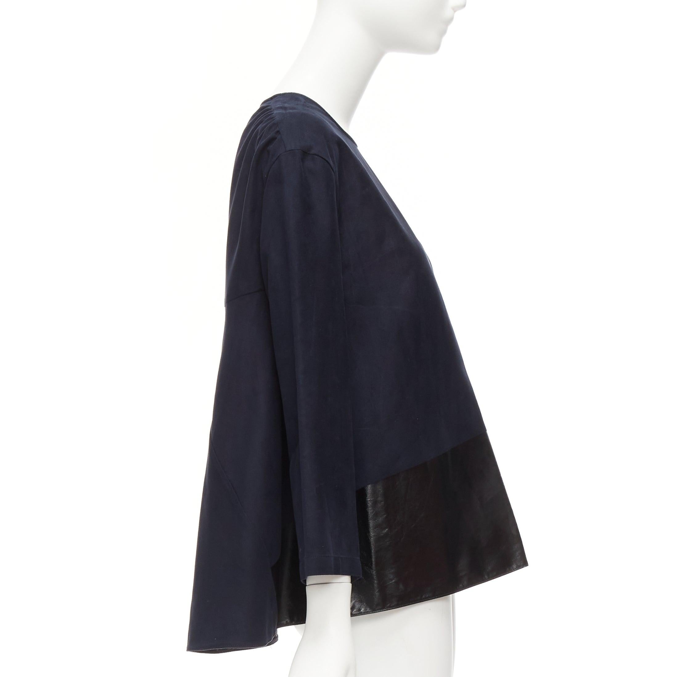 BALENCIAGA 2012 black coated hem 3/4 sleeves flared boxy top FR38 M Pour femmes en vente