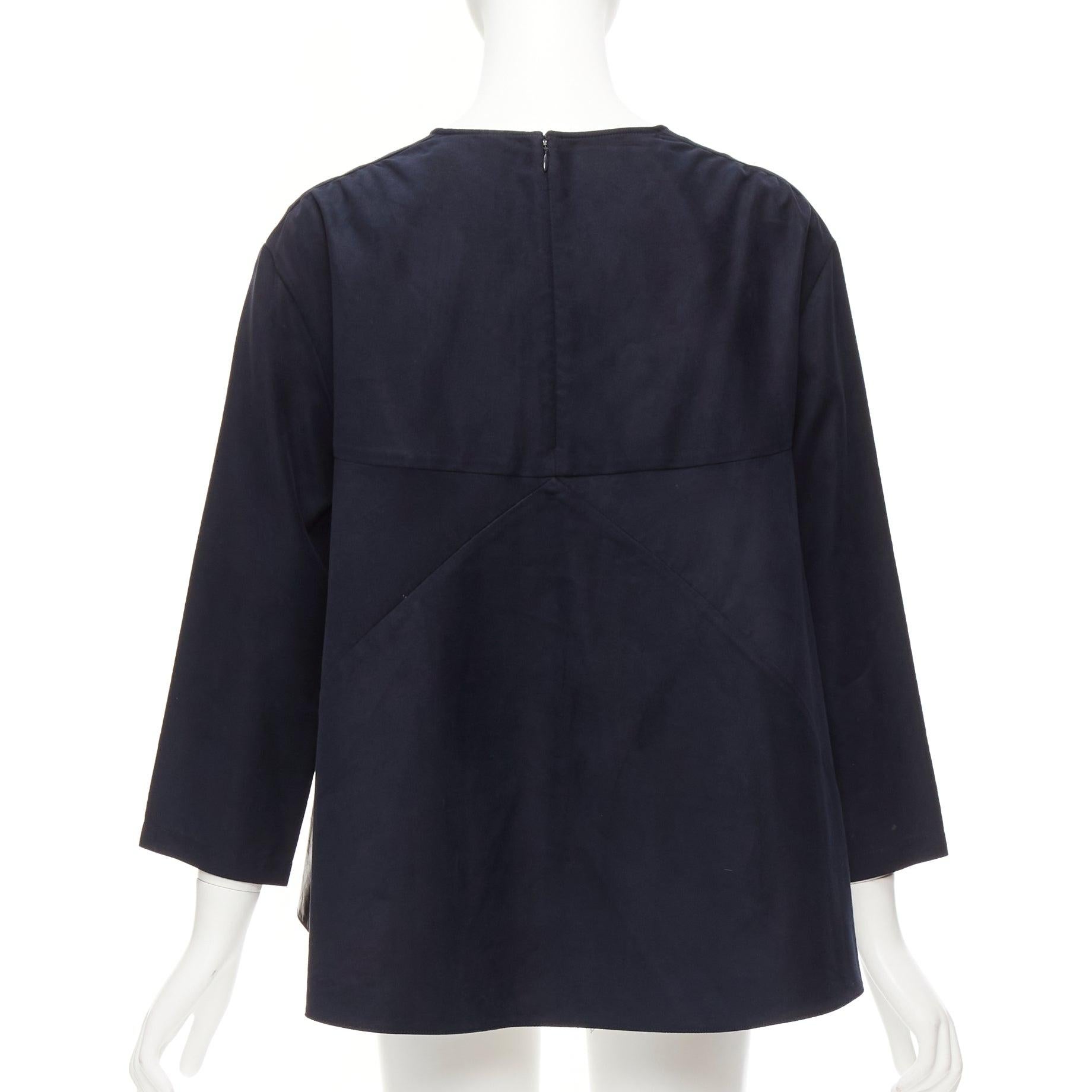 Women's BALENCIAGA 2012 black coated hem 3/4 sleeves flared boxy top FR38 M For Sale