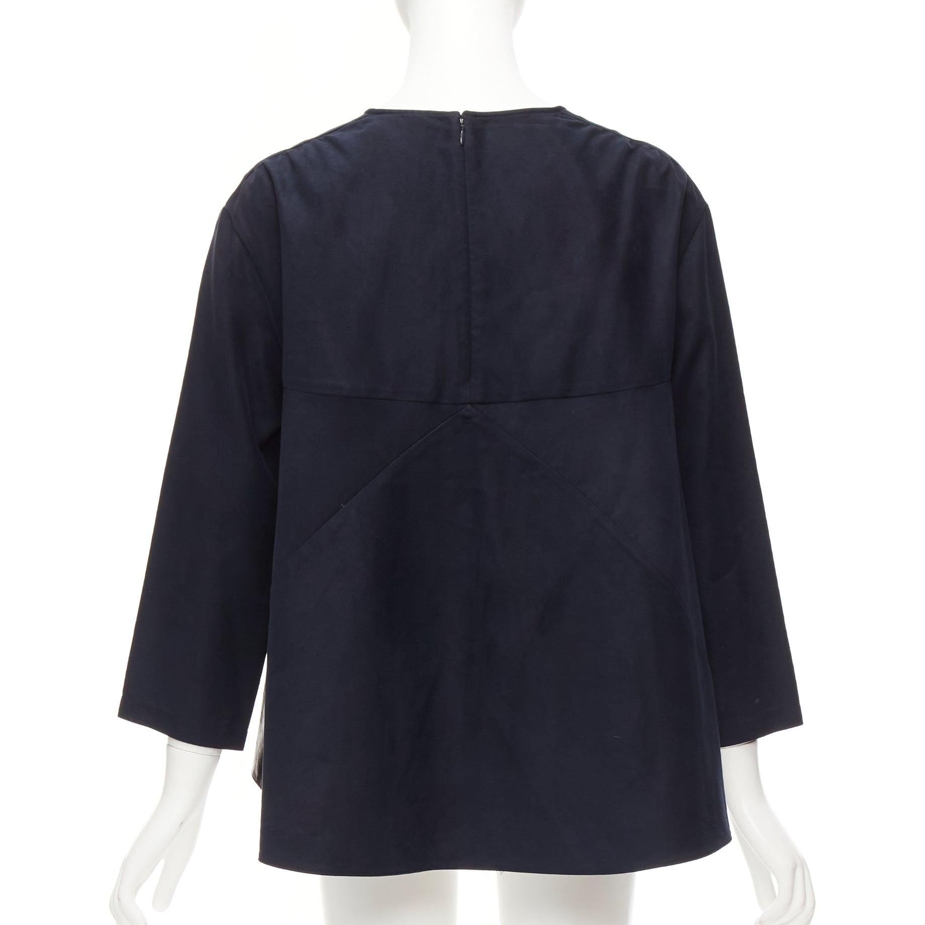 BALENCIAGA 2012 black coated hem 3/4 sleeves flared boxy top FR38 M For Sale 1