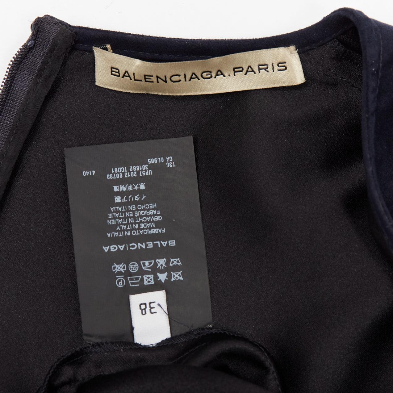 BALENCIAGA 2012 black coated hem 3/4 sleeves flared boxy top FR38 M For Sale 3