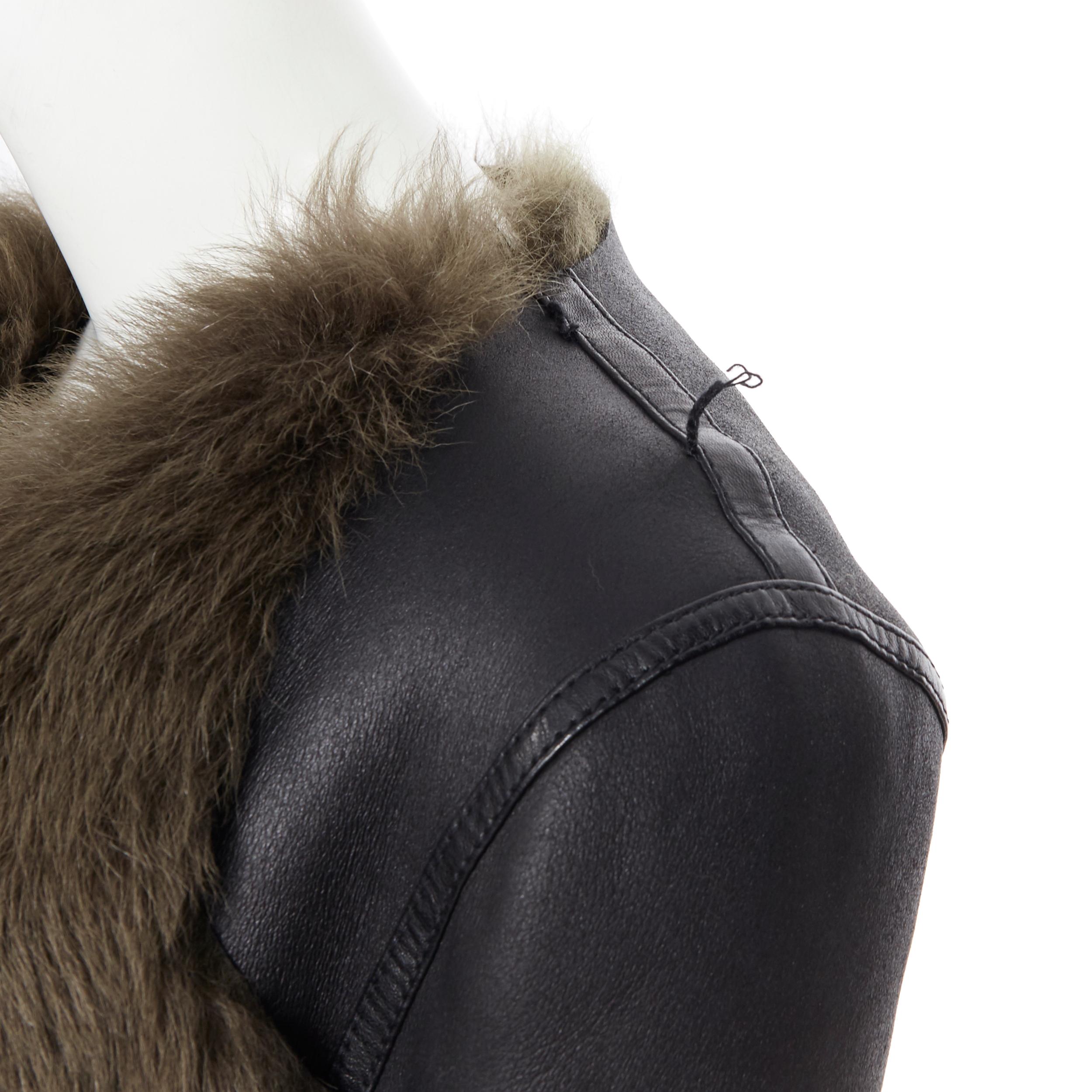 BALENCIAGA 2012 giacca invernale in pelle nera Greene & Greene foderata di pelliccia FR40 M 5
