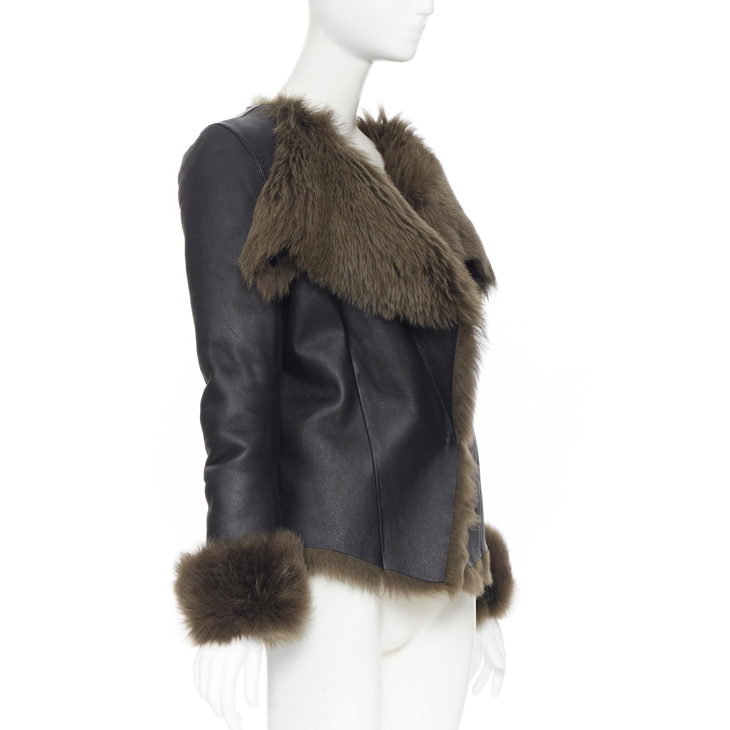 balenciaga leather jacket with fur collar