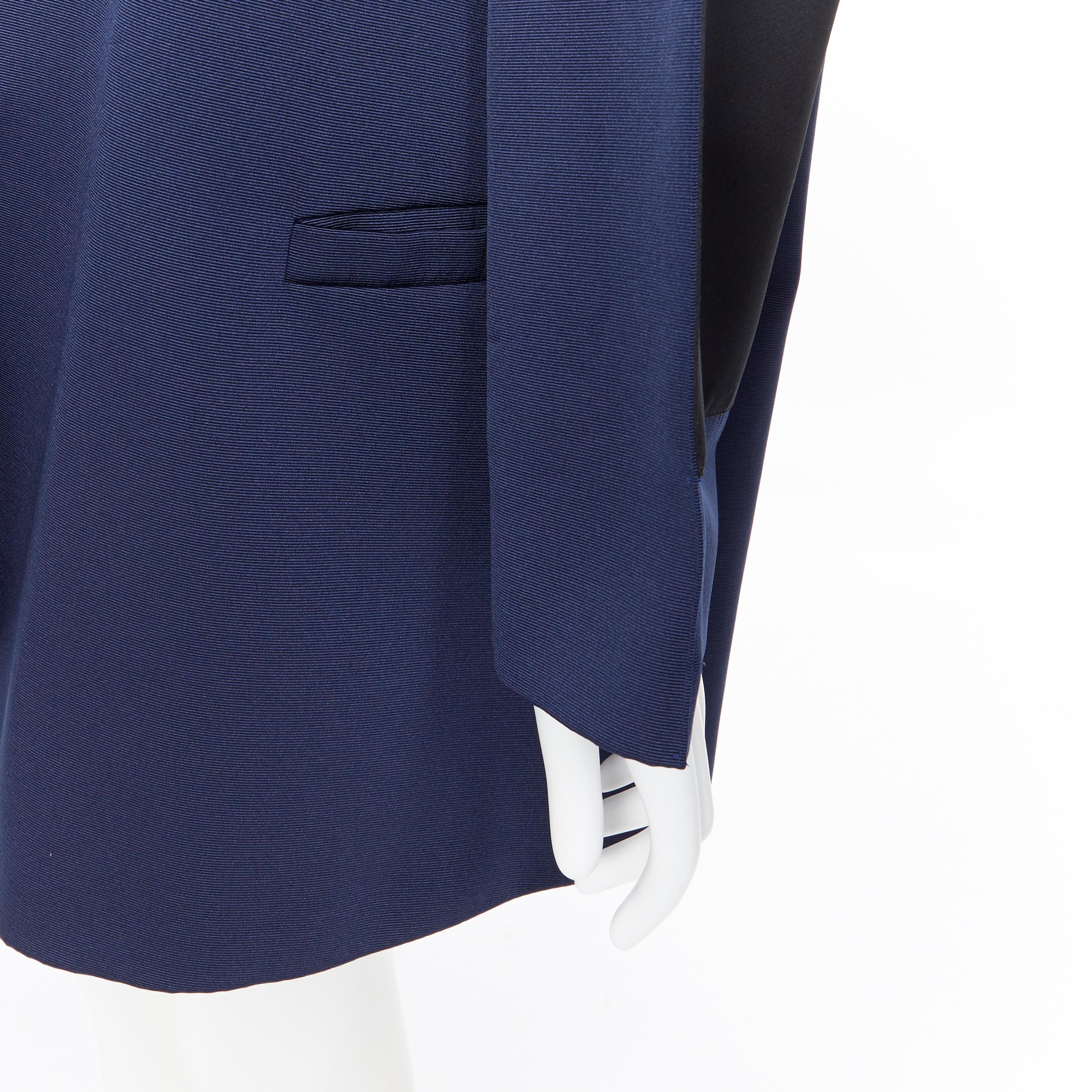 BALENCIAGA 2012 Ghesquiere navy black colorblocked structured cocoon coat FR40 For Sale 2
