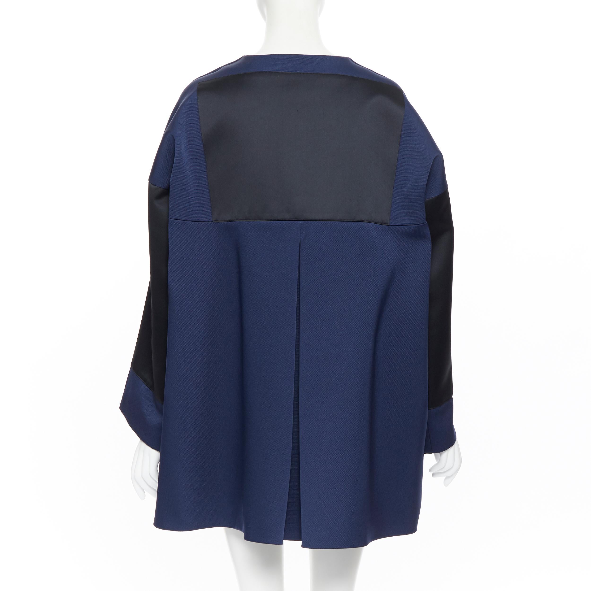 Purple BALENCIAGA 2012 Ghesquiere navy black colorblocked structured cocoon coat FR40 For Sale