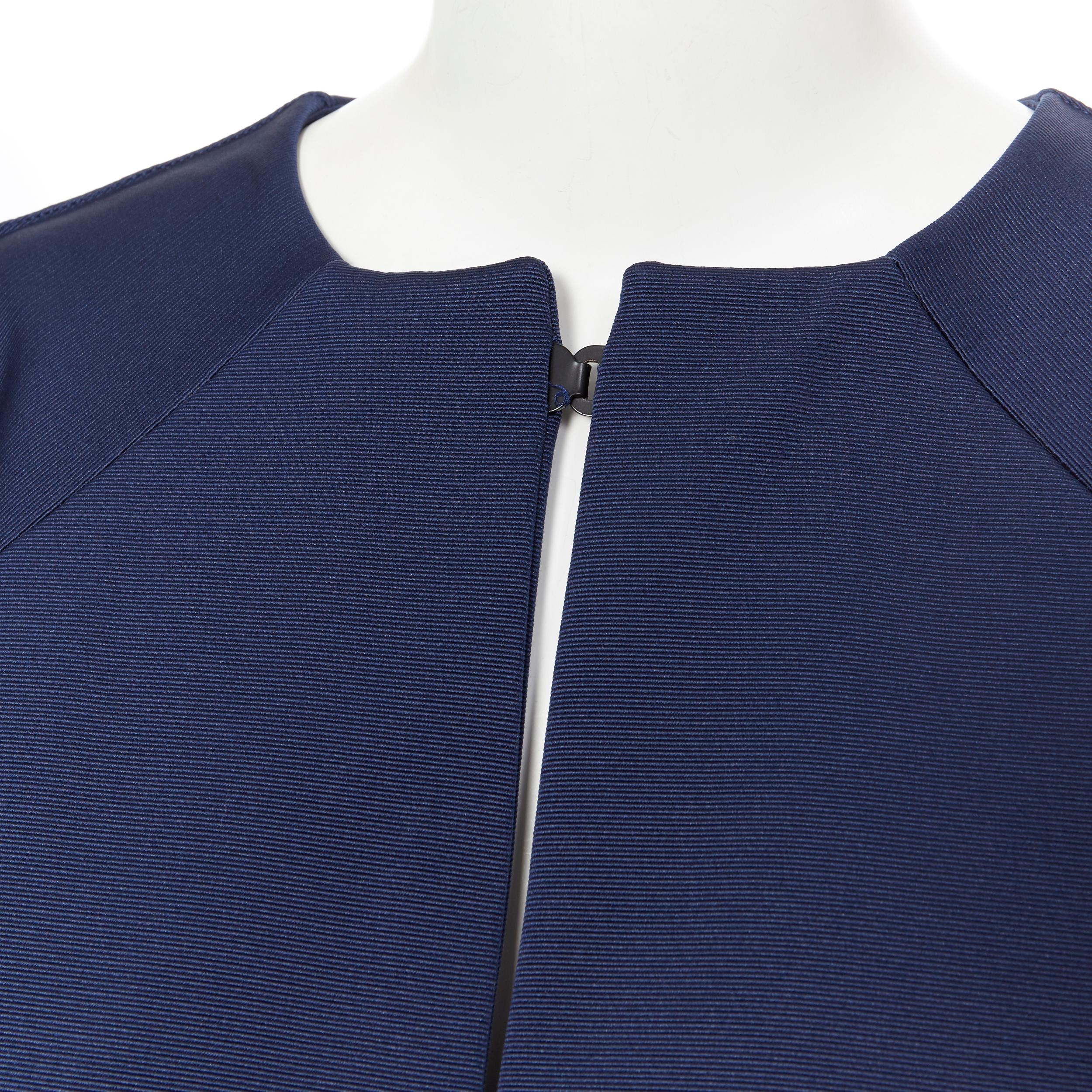 Women's BALENCIAGA 2012 Ghesquiere navy black colorblocked structured cocoon coat FR40 For Sale