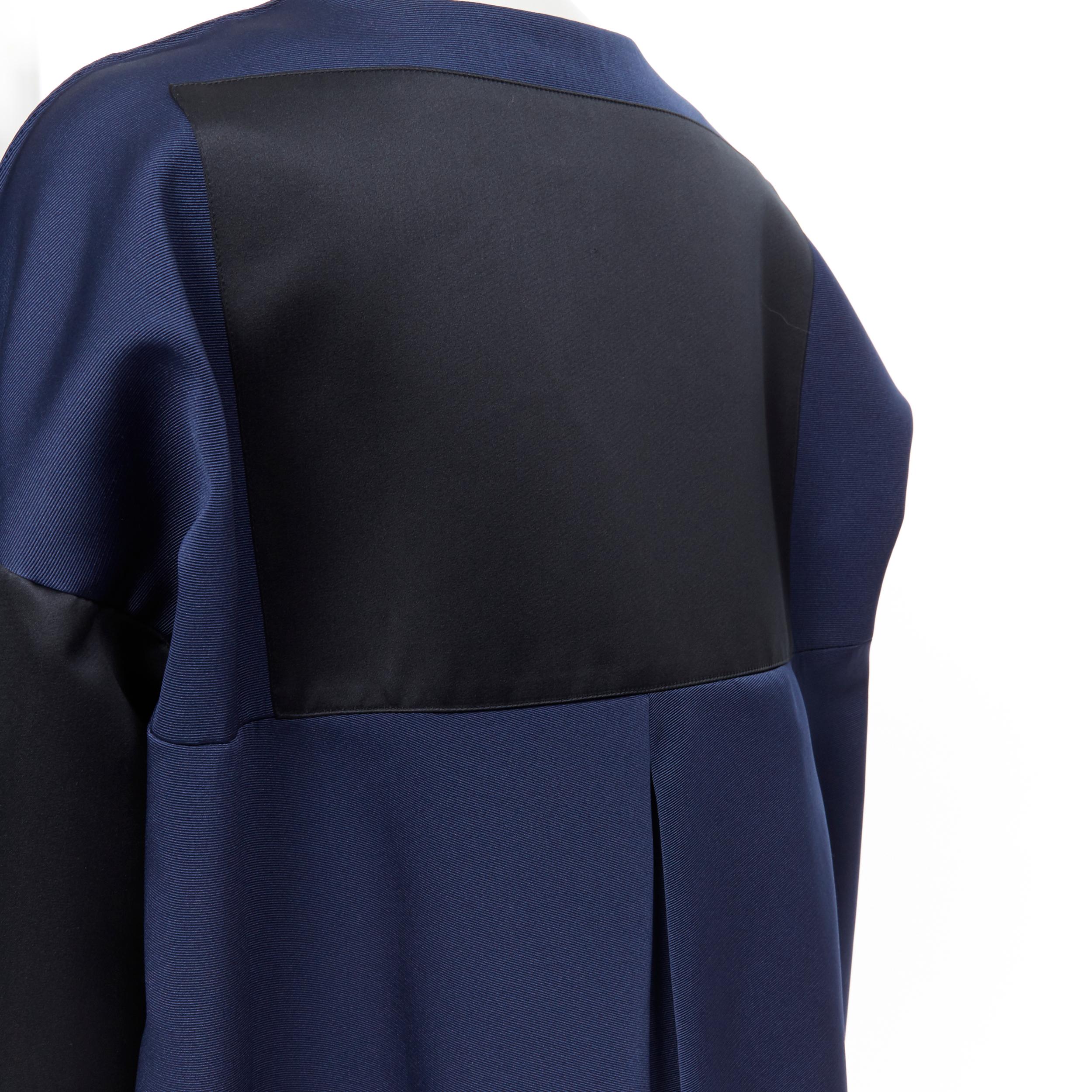 BALENCIAGA 2012 Ghesquiere navy black colorblocked structured cocoon coat FR40 For Sale 1