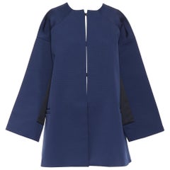 BALENCIAGA 2012 Ghesquiere navy black colorblocked structured cocoon coat FR40