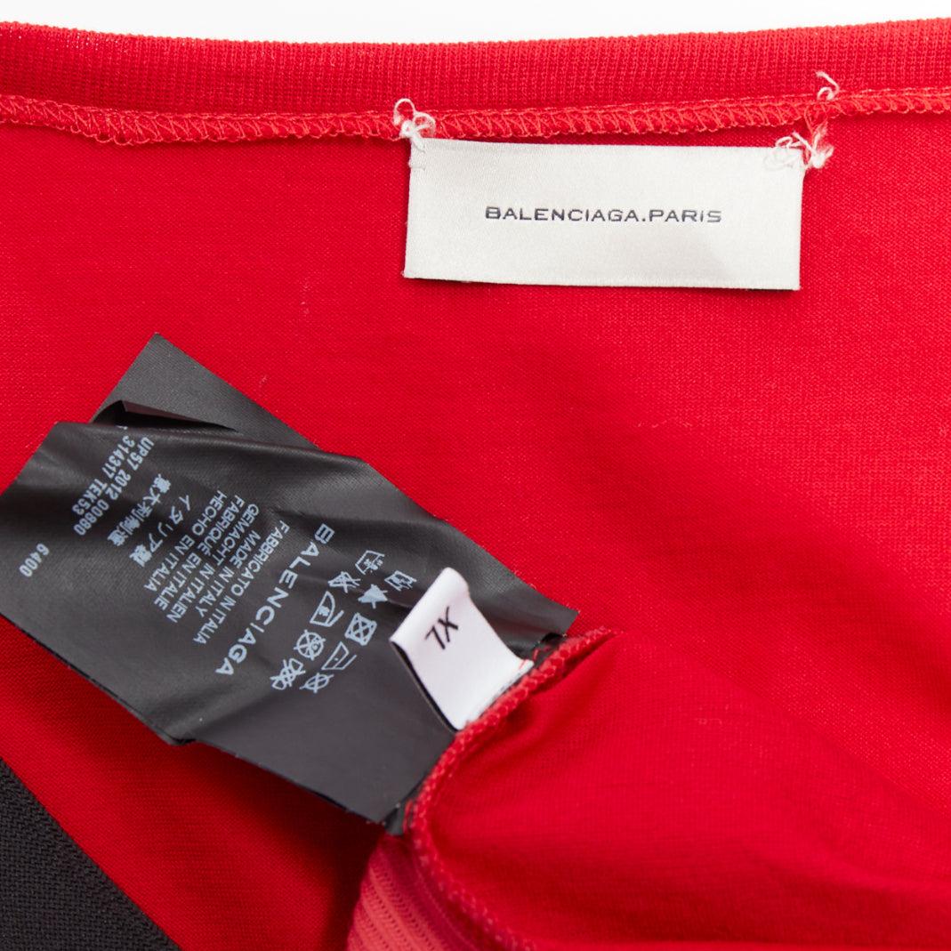 BALENCIAGA 2012 red cotton blend black trim V-neck long sleeve top XL For Sale 3