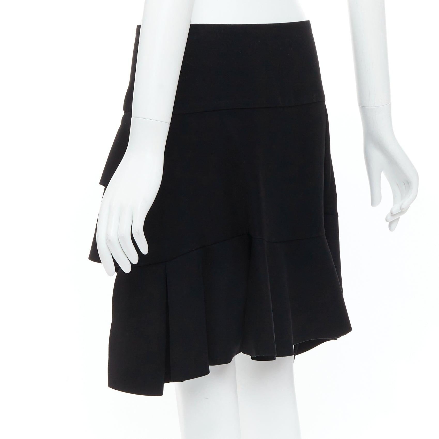 BALENCIAGA 2012 Runway black scuba structured ruffle slit skirt FR40 L For Sale 1