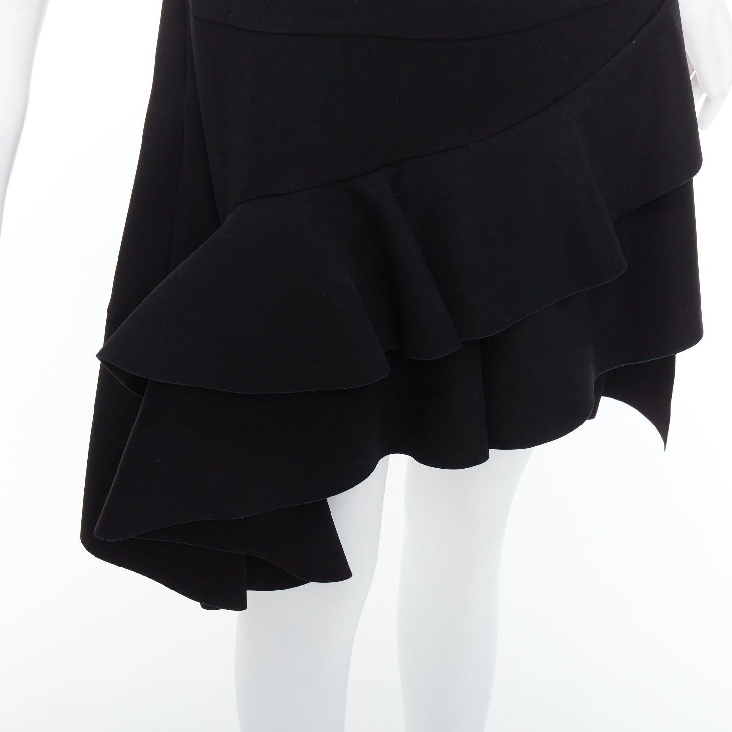 BALENCIAGA 2012 Runway black scuba structured ruffle slit skirt FR40 L For Sale 3