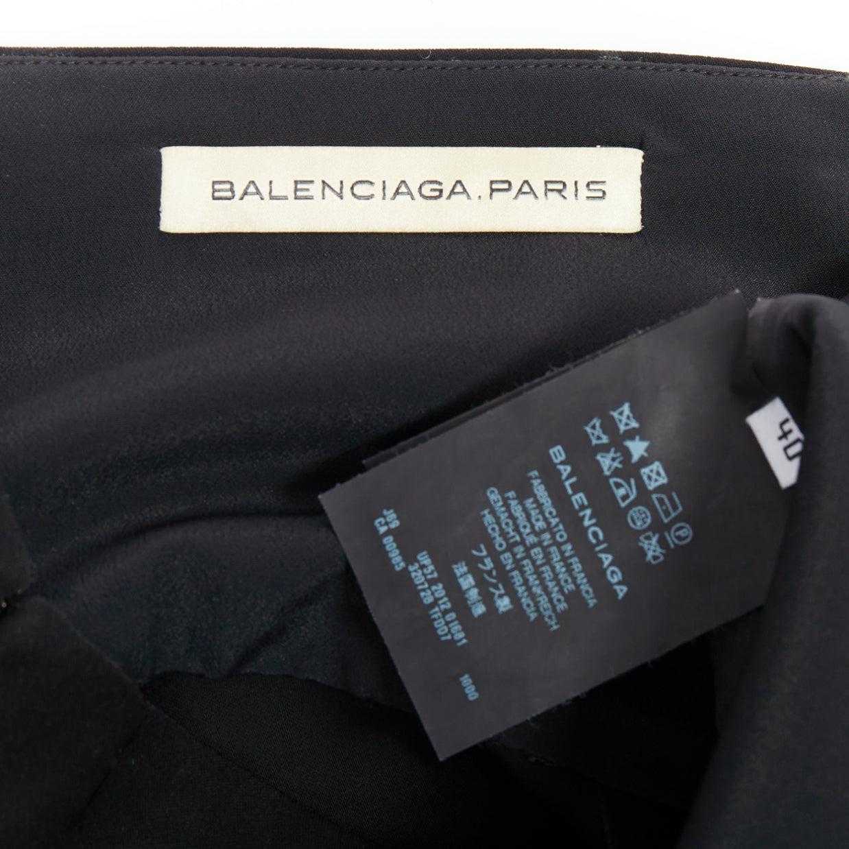 BALENCIAGA 2012 Runway black scuba structured ruffle slit skirt FR40 L For Sale 4