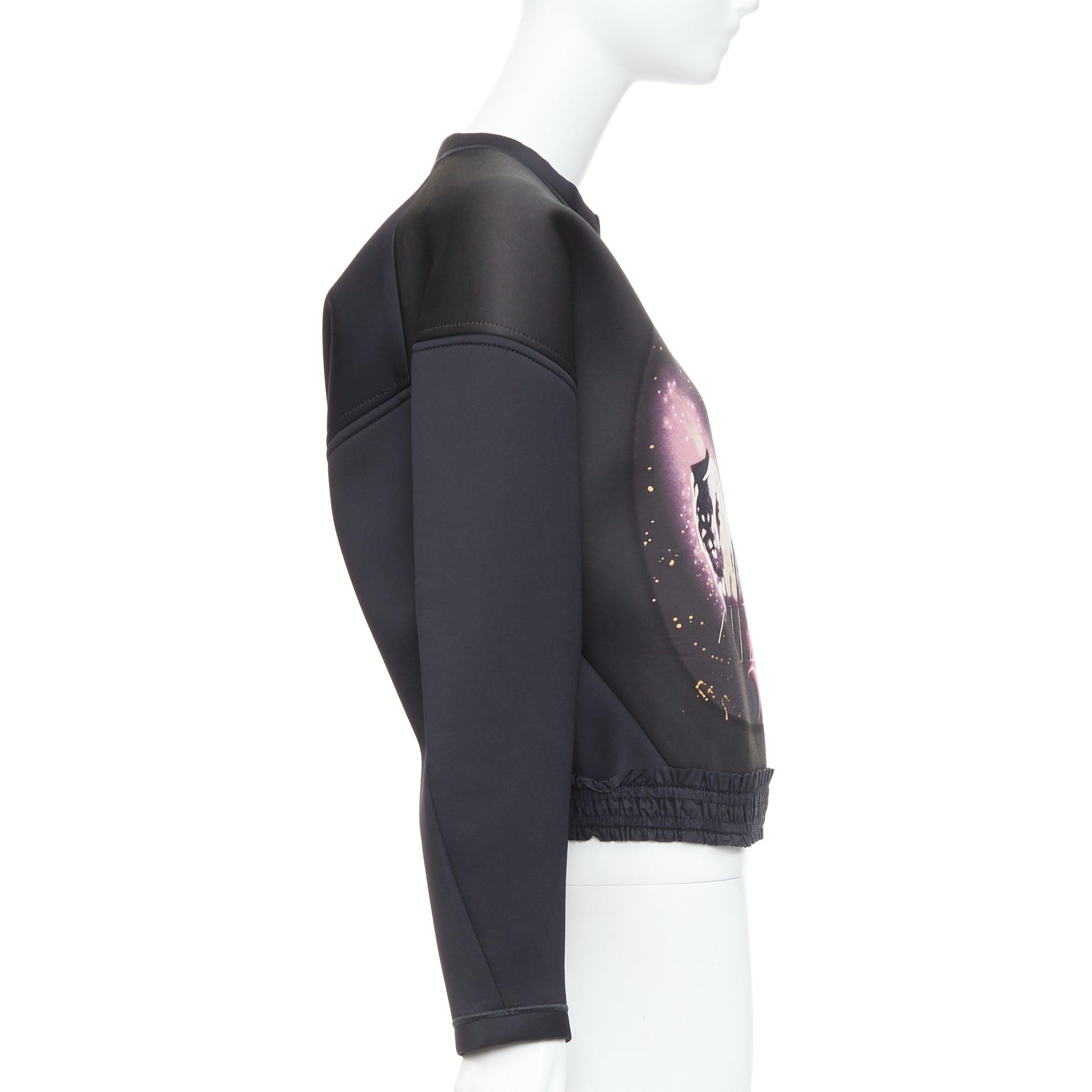 Balenciaga 2012 Runway Egyptofunk stampa fantascientifica volant crop boxy scuba top FR38 I. In condizioni buone in vendita a Hong Kong, NT
