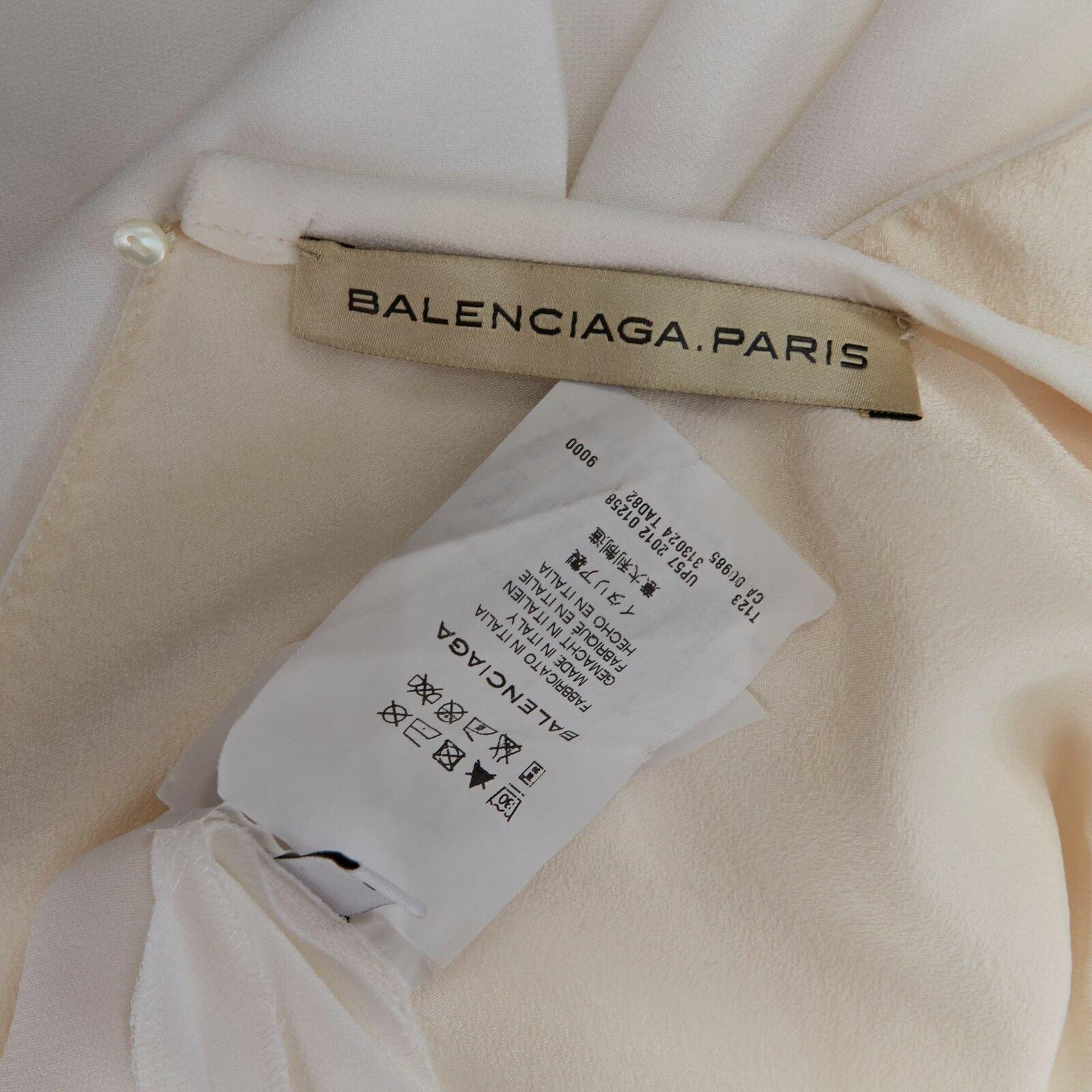 BALENCIAGA 2012 white crepe rounded sleeves blouse top FR36 S 5