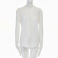 BALENCIAGA 2012 white crepe rounded sleeves blouse top FR36 S